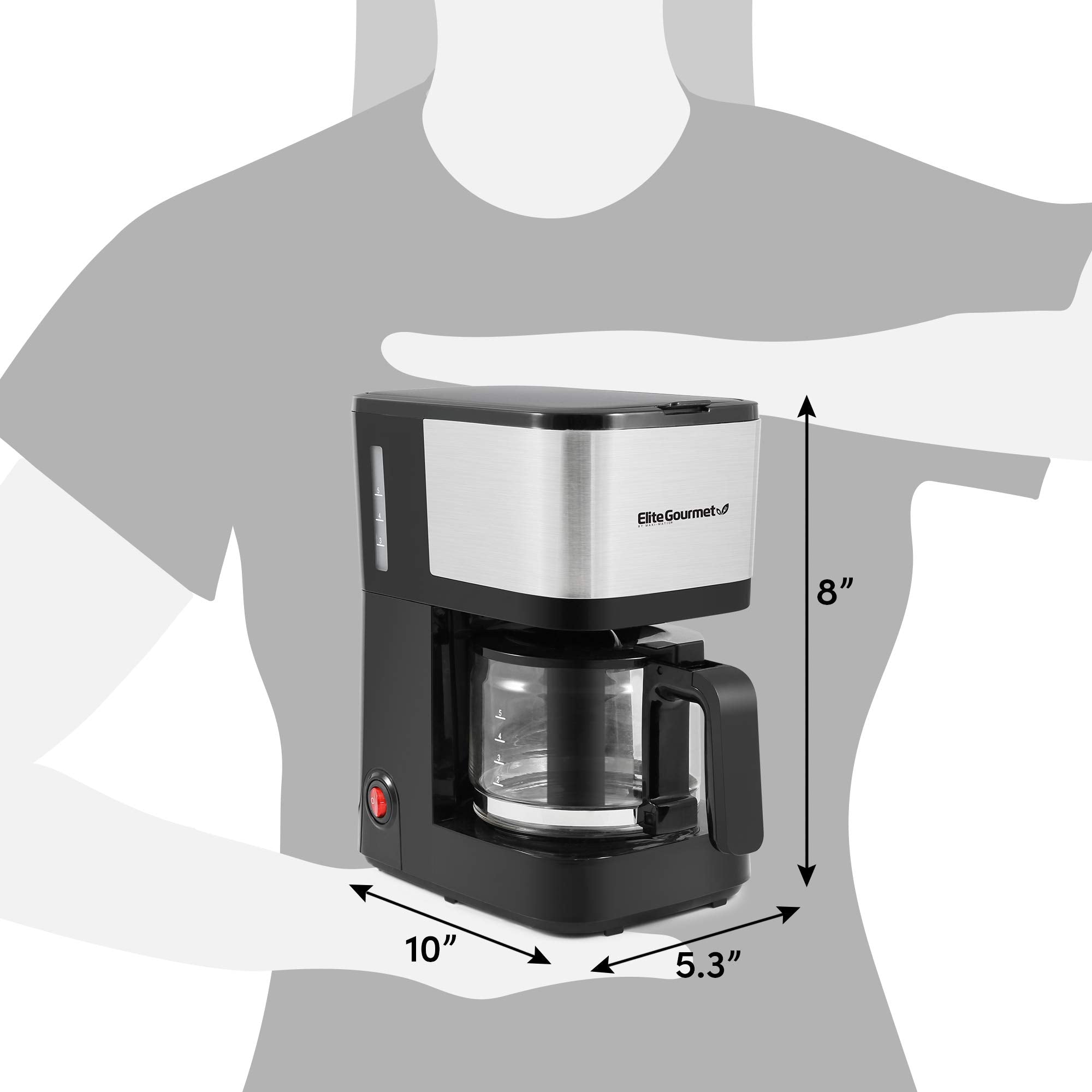 Elite Gourmet Ehc9420 Automatic Brew  Drip Coffee Maker, With Pause N Serve, Reusable Filter, Onoff Switch, Water Level Indicato