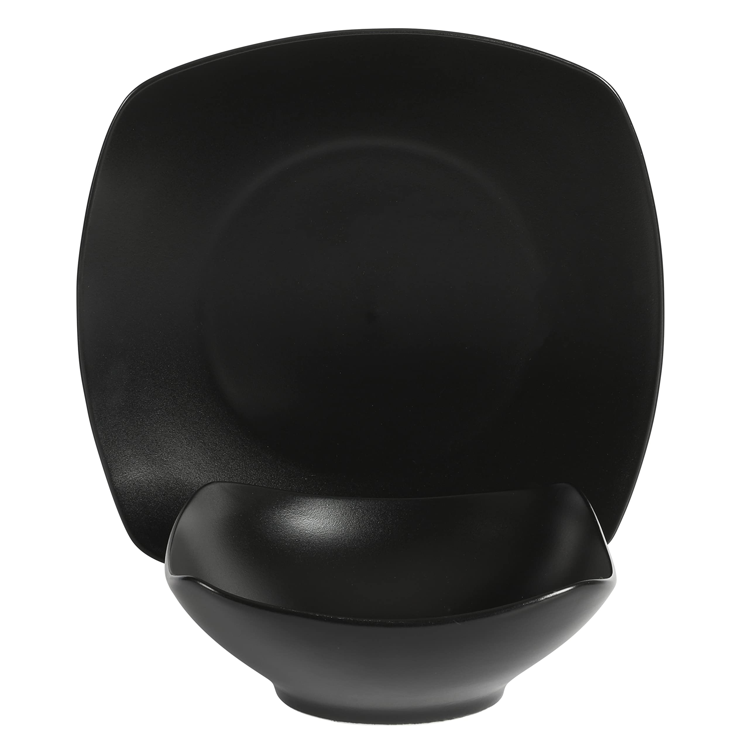 Gibson Home Zen Buffet Matte Porcelain Chip and Scratch Resistant Plates and Bowls Dinnerware Set - Black, Service for 4 (8pcs)