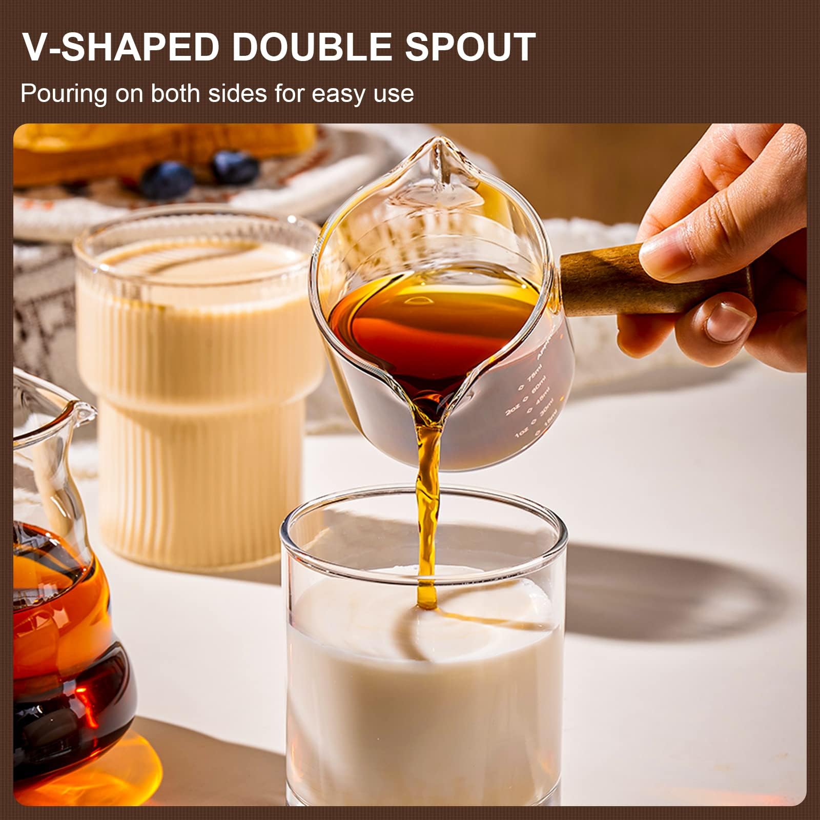 PARACITY Espresso Cups - 3.5OZ Borosilicate Glass, V-Shaped Mouth, Clear, 1 Pack, Espresso Accessories