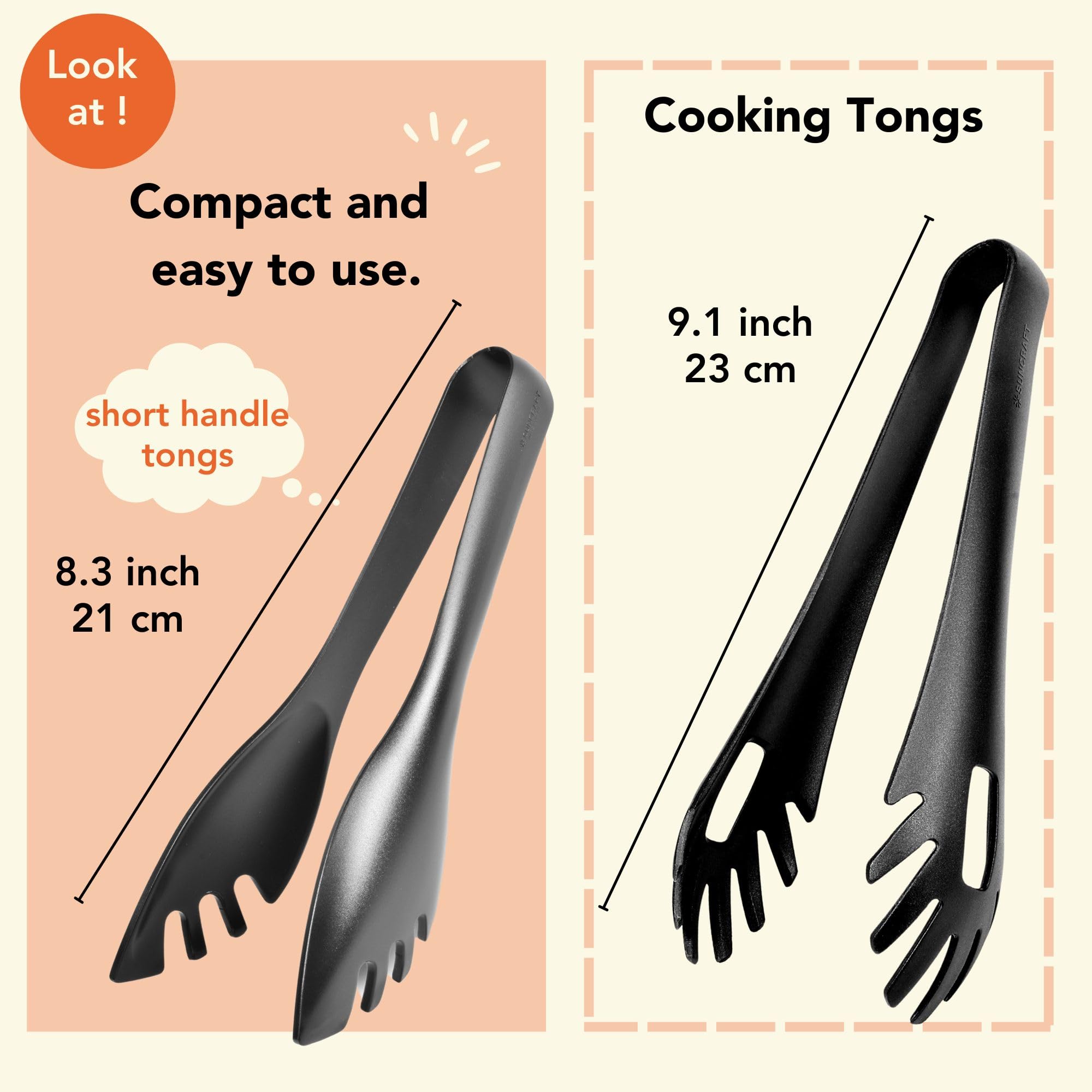 Seki Japan Stylish Kitchen Tool, Flexible Non Stick Heat Resistant Nylon Food Tong, Cooking Serving Pasta Tongs, For Spaghetti,