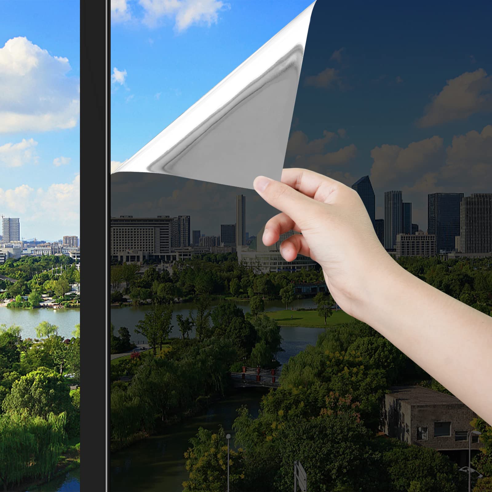 Concus-T Window Tint One Way Window Film Static Cling Sun Blocking Window Tinting Film For Home Heat Control Window Film Mirror