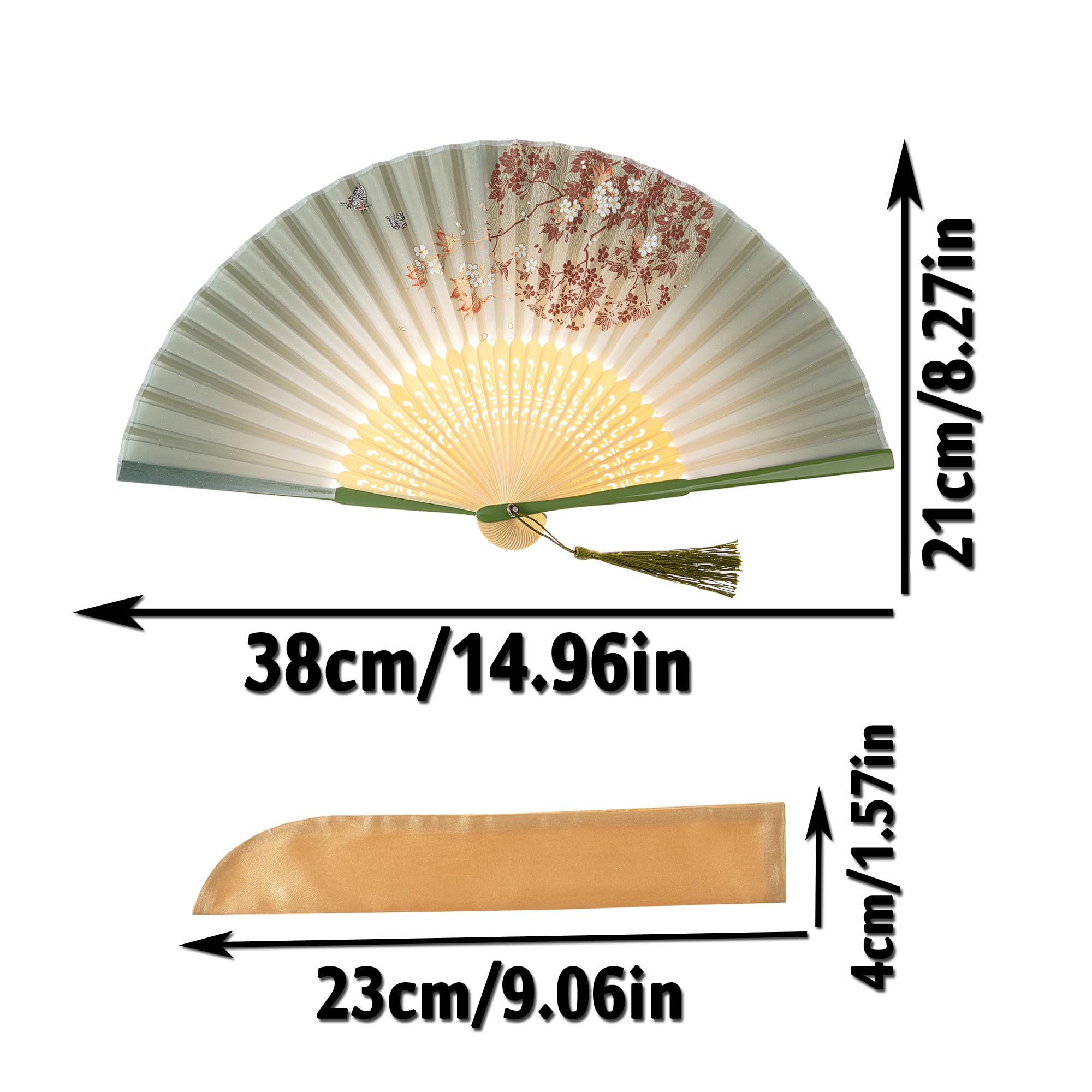 Salutto Hand Fan Bamboo Printed Pattern Folding Fan Lacquered Bamboo Fan For Party Wedding Gift With tassel and fan cover Globe
