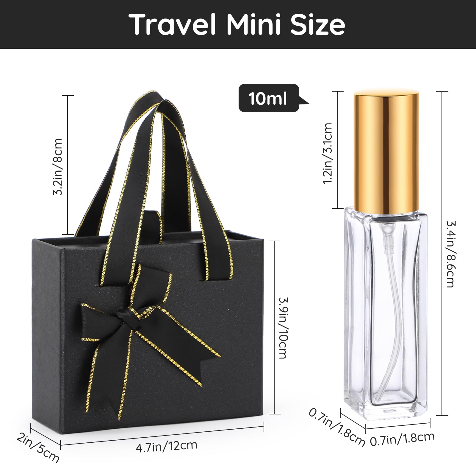 Segbeauty Travel Atomizer, 6Pcs 10Ml Glass Perfume Sprayer Set With Gift Box, Empty Travel Cologne Dispenser Mini Spray Bottle F