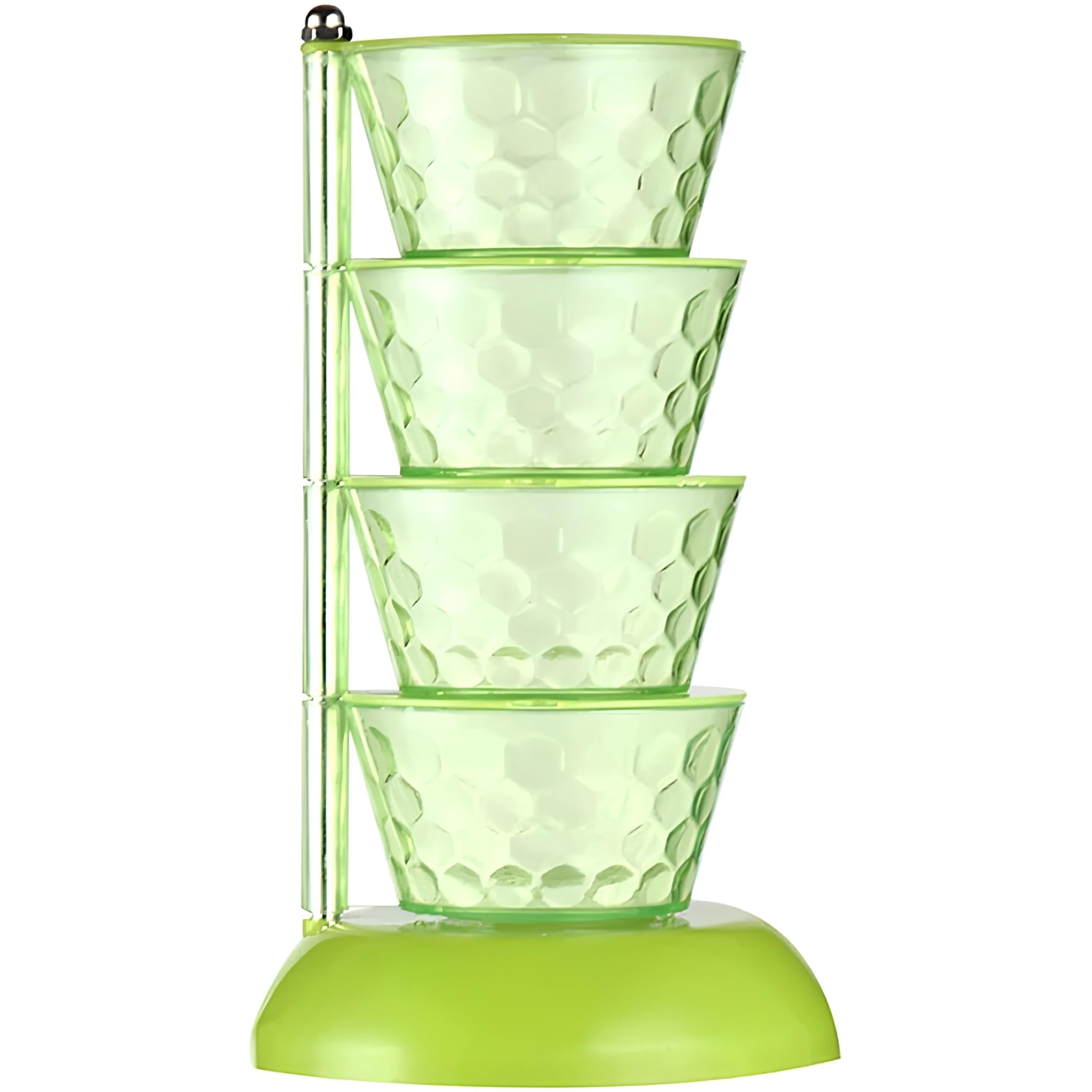 Pabocart 4 Section 360 Rotating Seasoning Box  Vertical Pickle Tower With 4 Containers & Spoons, Multipurpose Masala Dabba, Spi