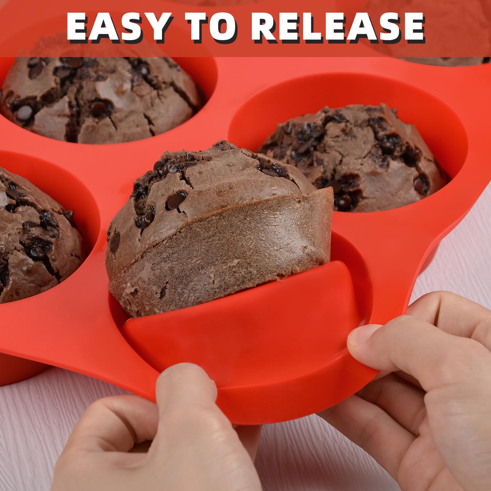 Caketime Jumbo Muffin Pan, 3.5 Inch Large Muffin Pan 6 Cup Silicone Jumbo Muffin Tin For Baking Food Grade Silicone Non Stick