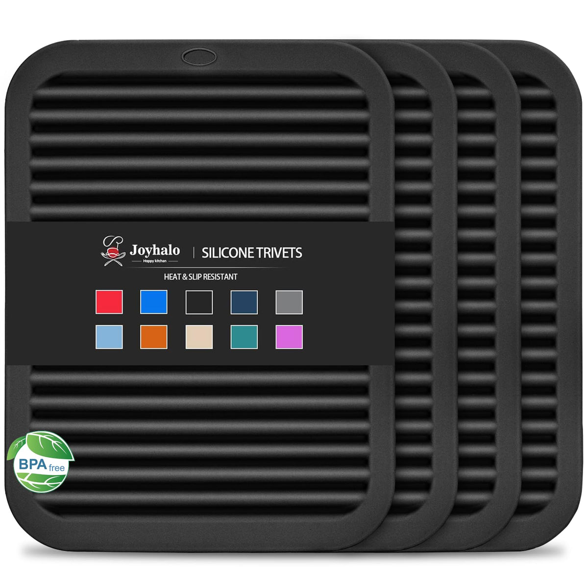 Joyhalo 4 Pack Trivets For Hot Dishes - Hot Pads For Kitchen 9'' X 12'', Silicone Trivets For Hot Pots And Pans, Hot Plates To P