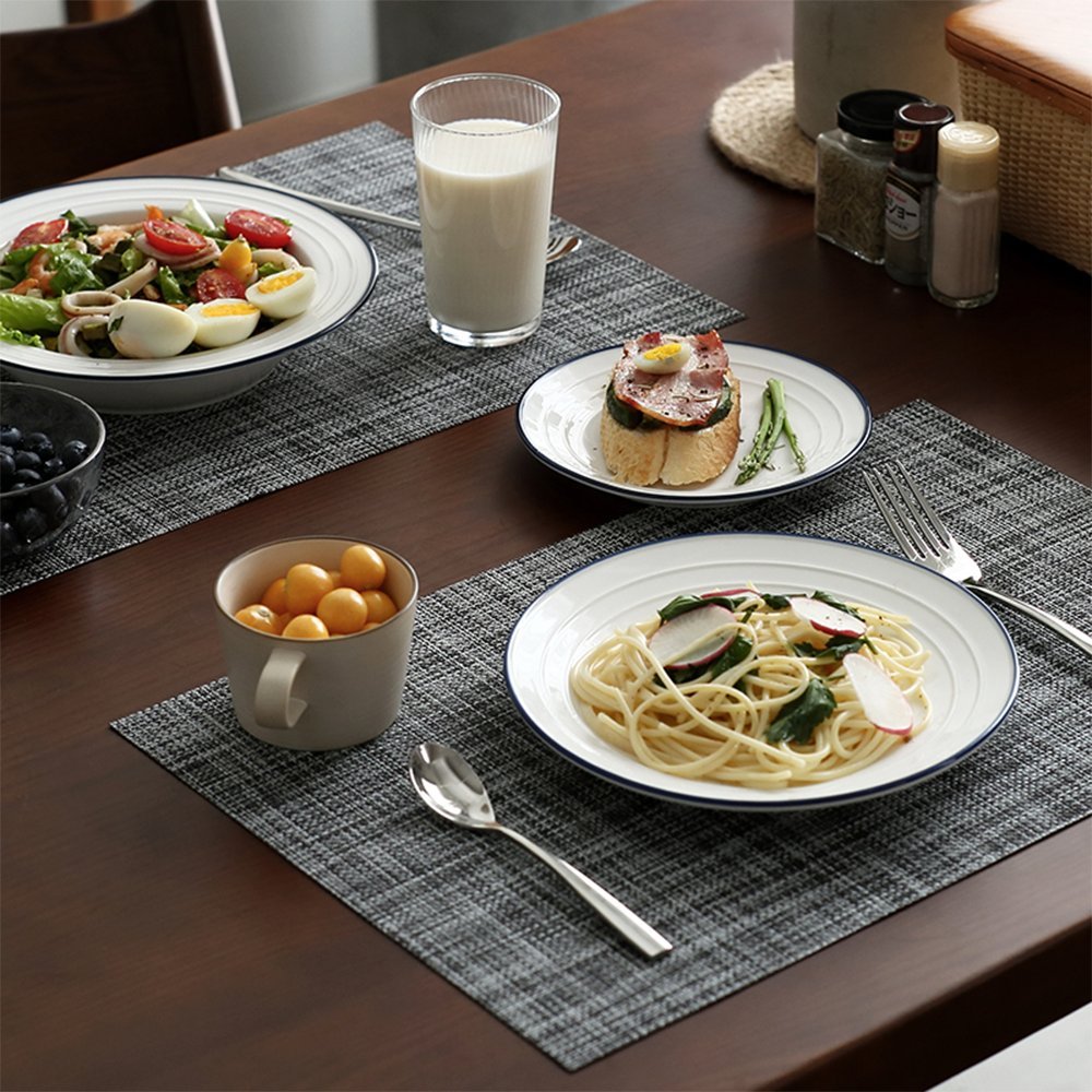 Homedge Pvc Placemat, 4 Pcs Of Non-Slip Heat Resistant Place Mats, Washable Vinyl Placemats, Set Of 4 - Gray