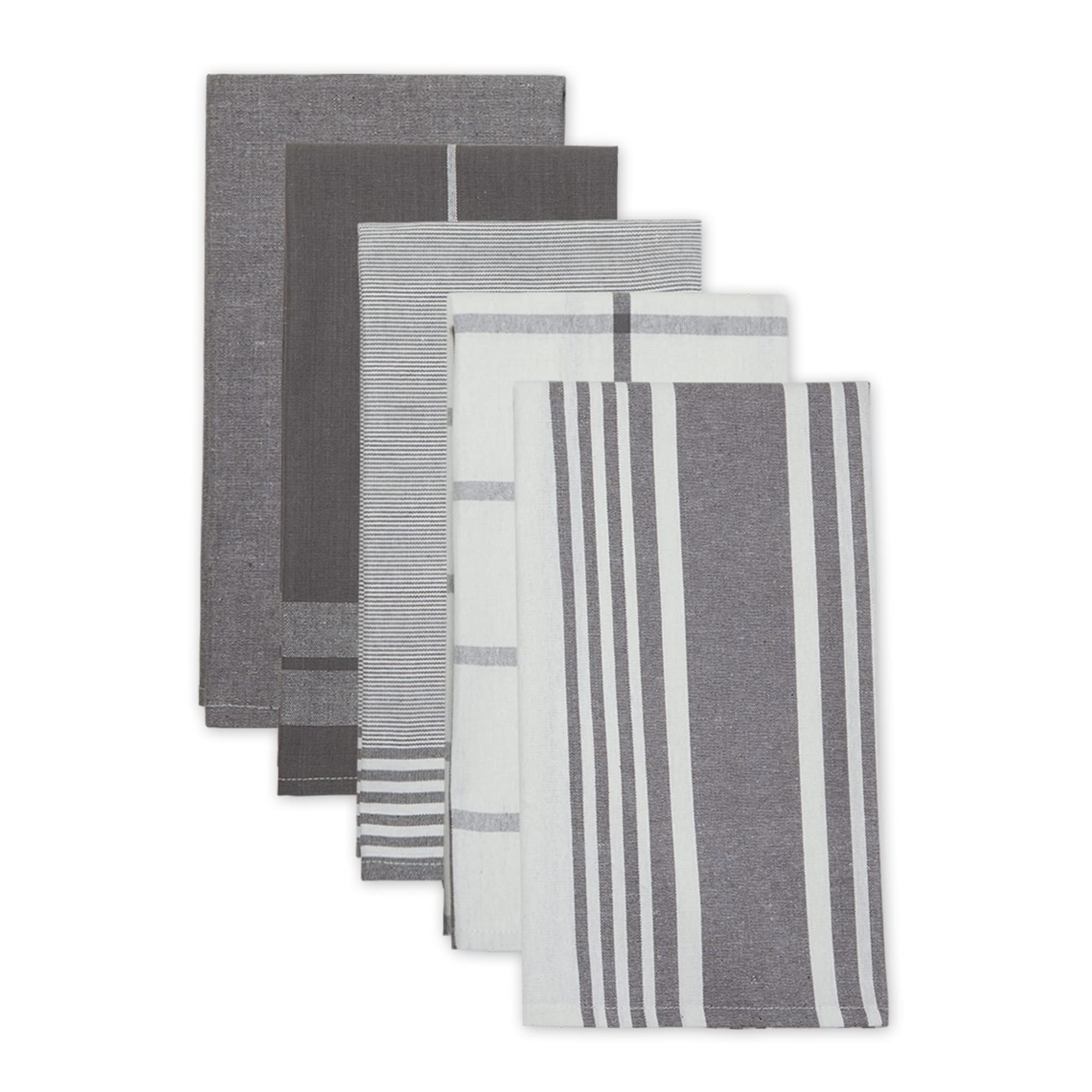 GRAY CLASSIC OVERSIZED WOVEN DISHTOWELS SET/5