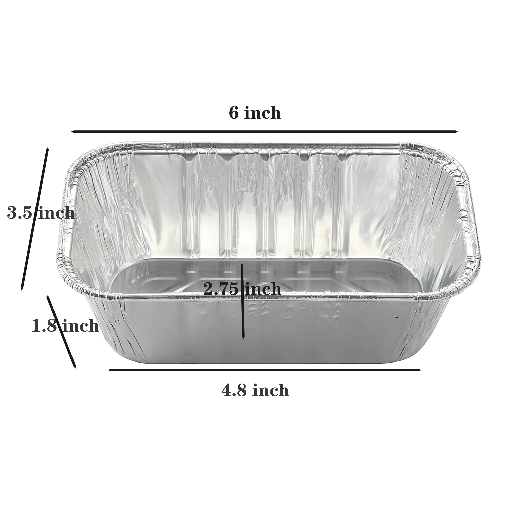 Waytiffer Mini Loaf Pans - 50 Pack Heavy Duty Aluminum Foil Bread Tins, Oven Safe, Standard Size 6" x 3.5" x 2.5",