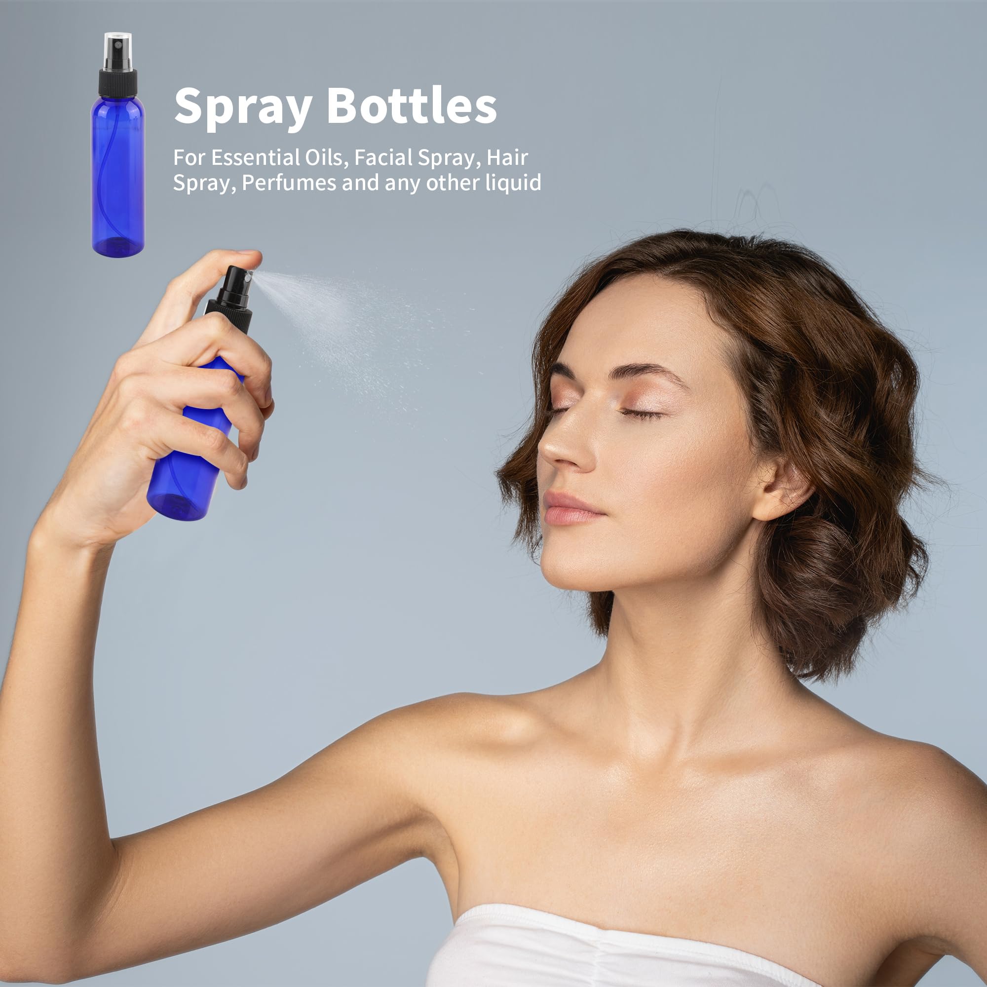 Yeuikerr 36 Pack Blue Small Spray Bottles 4 Oz/120 Ml Plastic Spray Bottles, Fine Mist Empty Small Travel Spray Bottle, Refillab