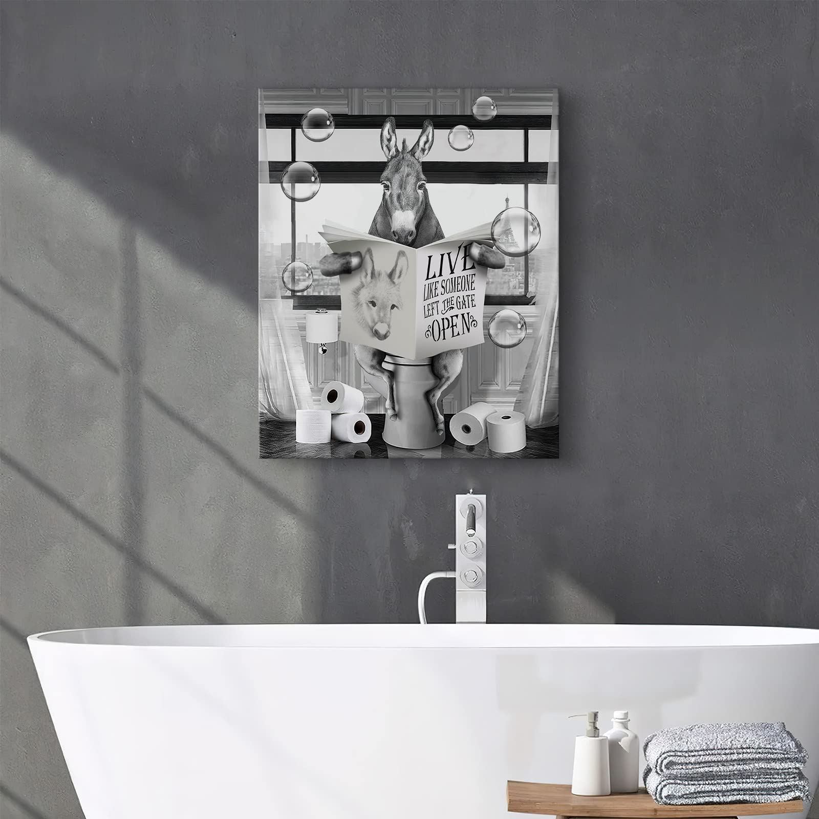 Bathroom Decor Wall Art Cute Donkey Pictures Farmhouse Bathroom Wall Decor Funny Donkey Sitting In Toilet Reading Newspaper Pain