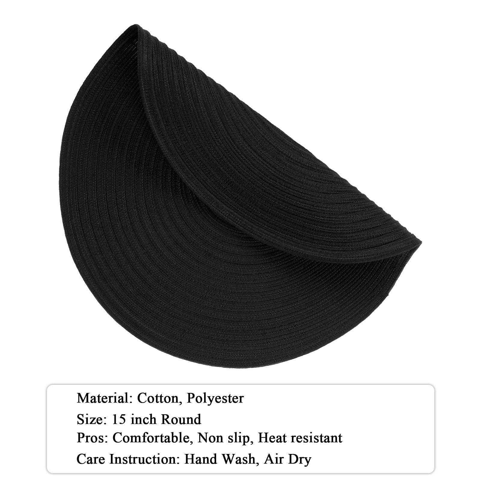SHACOS Round Braided Placemats Set of 6 Cotton Polyester Heavy Duty 15 inch Round Table Mats Washable Heat Resistant Place Mats