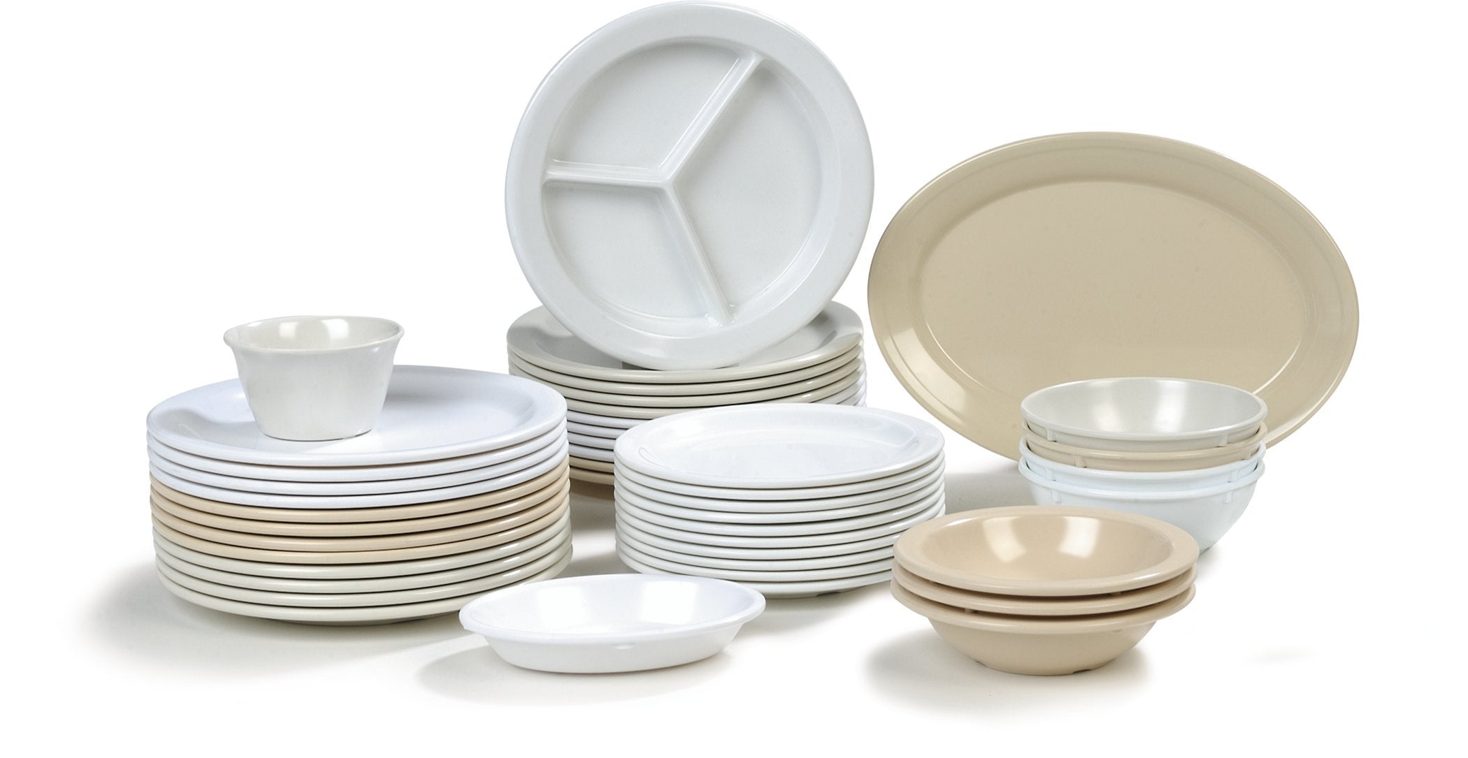 Carlisle Foodservice Products Dallas Ware Reusable Plastic Bowl For Buffets, Home, And Restaurants, Melamine, 14 Ounces, White,