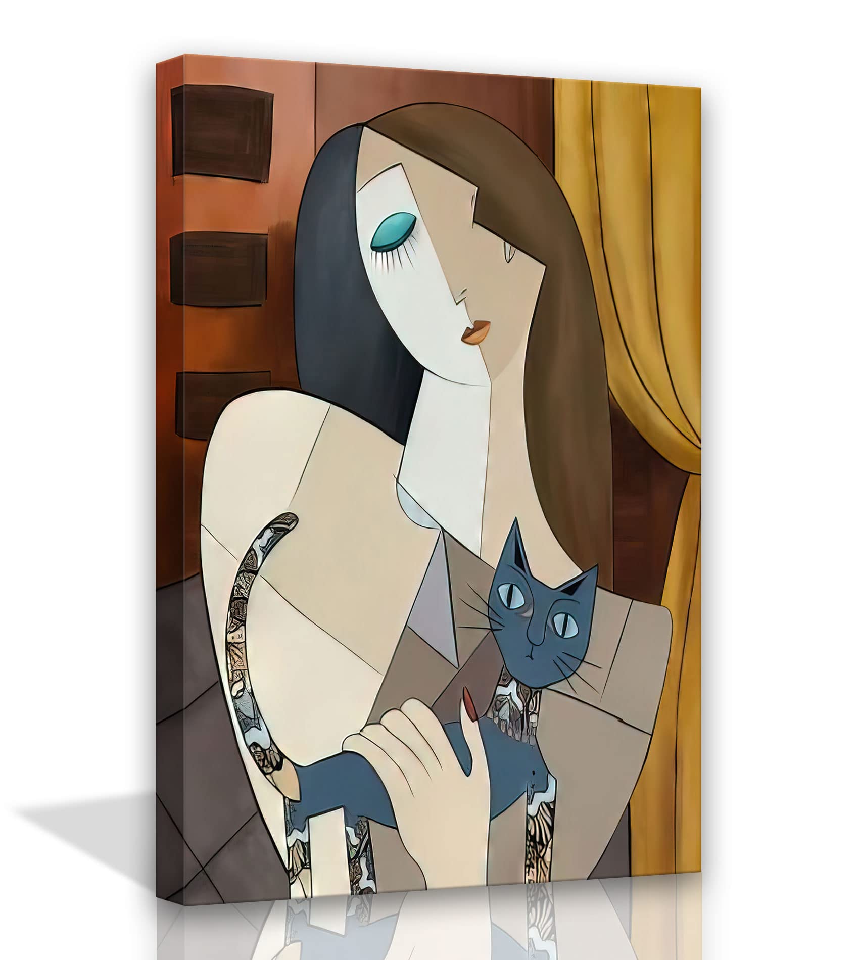 Framed Picasso Wall Art Nordic Abstract Girl And Cat Canvas Wall Art Bohemian Canvas Prints The Dream Girl With Cat Picture Mode