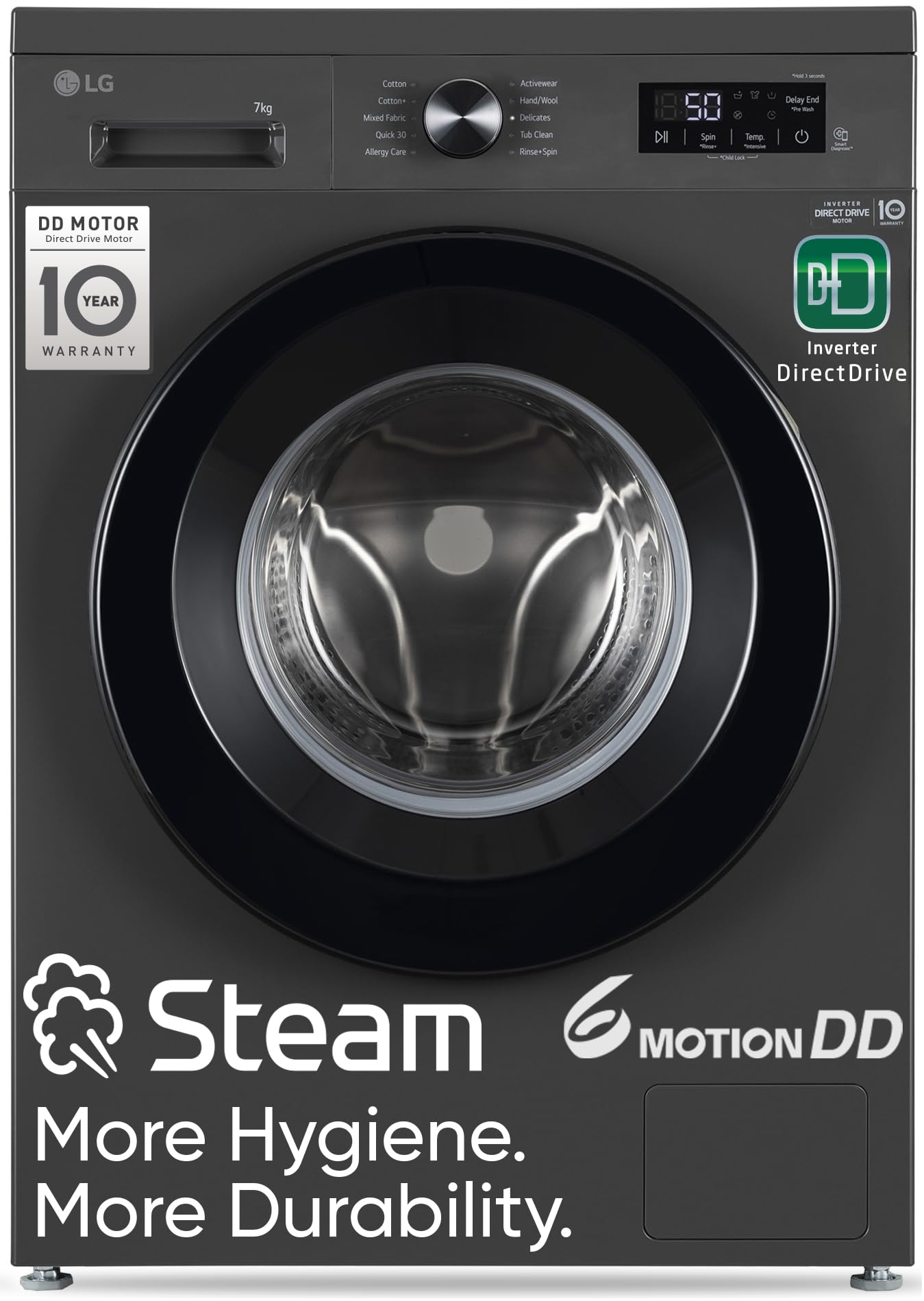 Lg 7 Kg, 5 Star, Dd Technology, Steam Wash, 6 Motion Dd, FullyAutomatic Front Load Washing Machine (Fhb1207Z2M, Allergy Care, I
