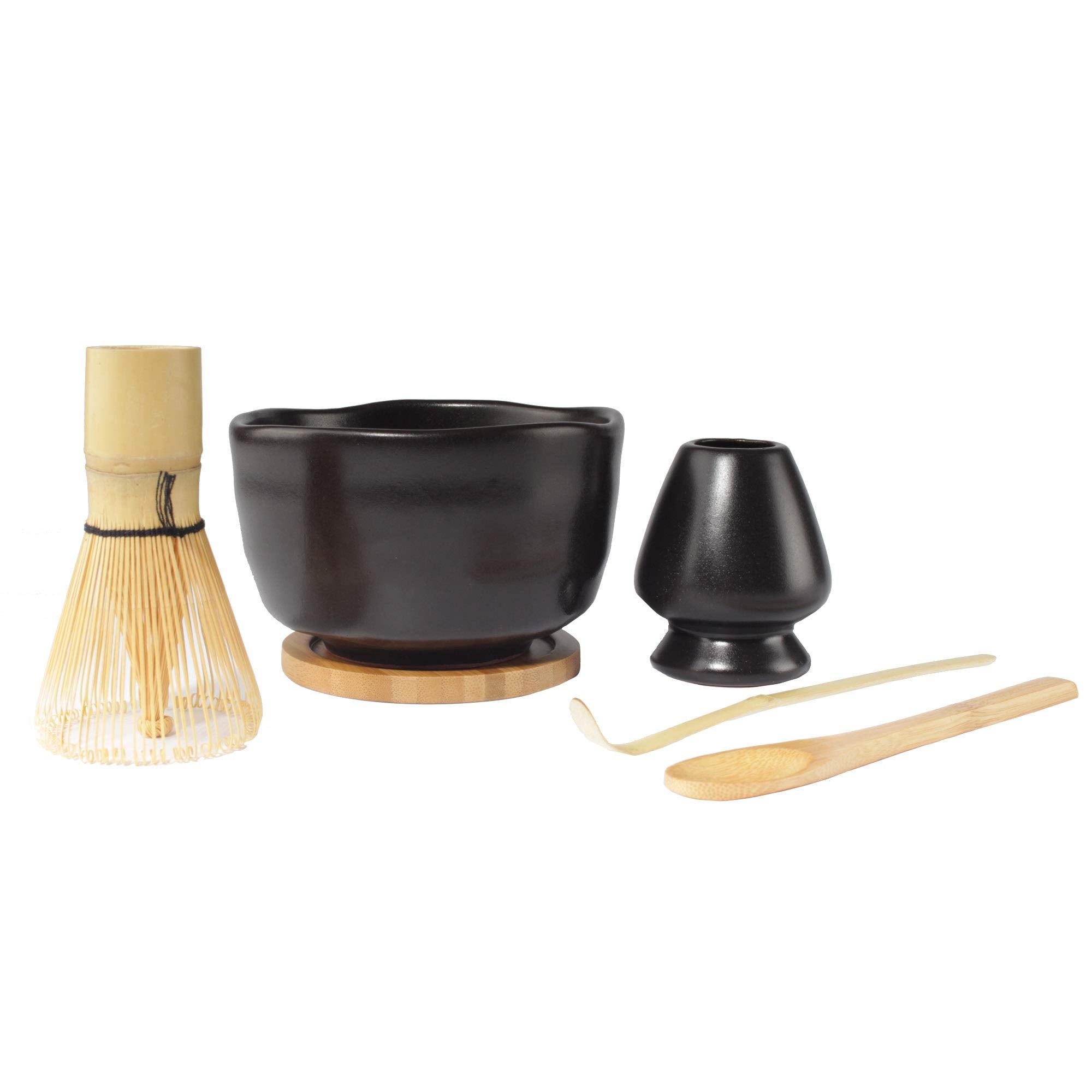 Bamboomn Matcha Whisk Starter Set - Chawan Matcha Bowl, Tea Whisk, Chashaku, Spoon, Matcha Holder, And Bamboo Coaster For Tradit