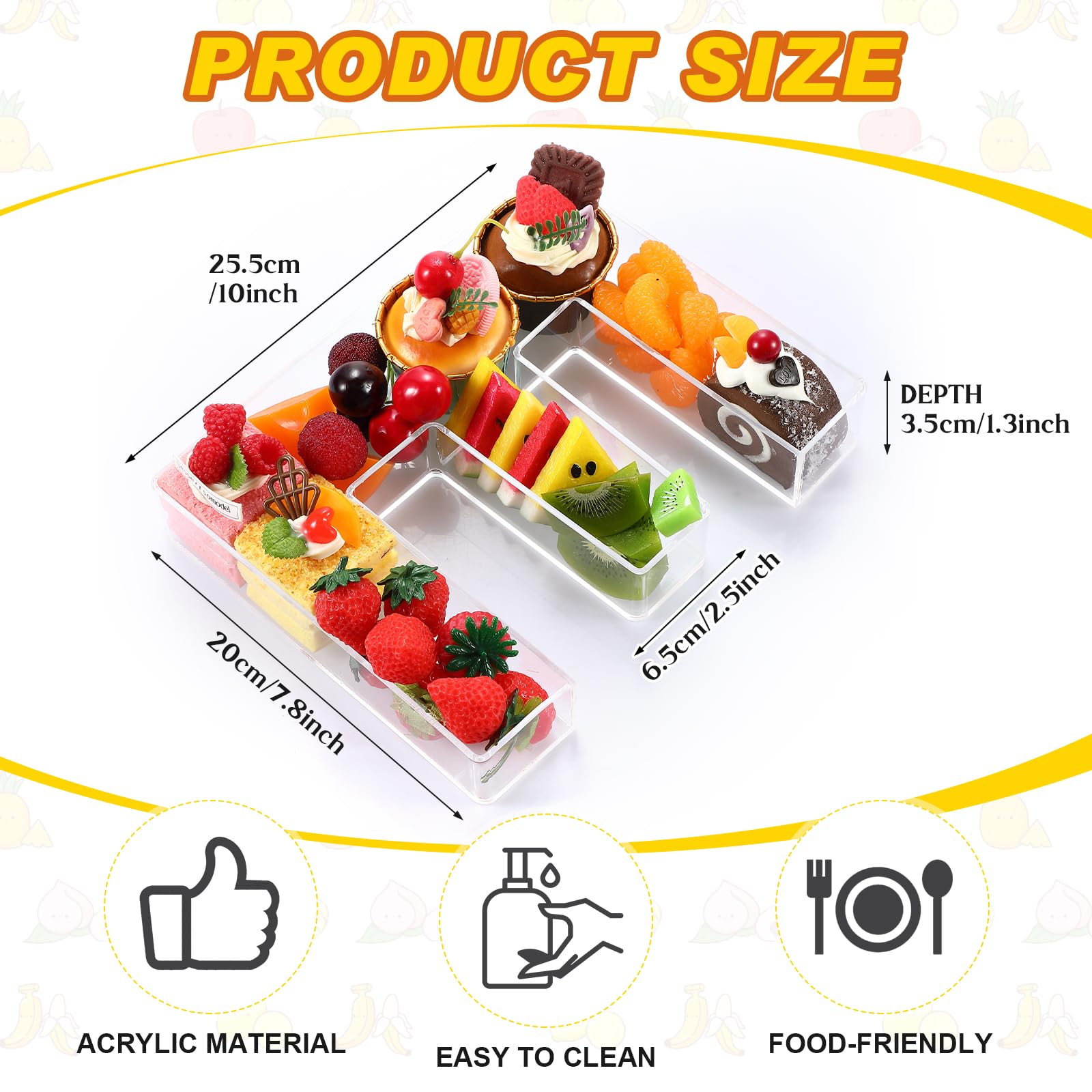 Uiifan 10   Acrylic Letter Box Form Tray Display Fillable Charcuterie Box Acrylic Candy Dish for Birthday Party Reusable Plates,