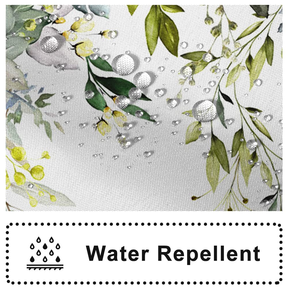 Ruelvth Green Eucalyptus Shower Curtain, Spring Watercolor Plant Leaves With Floral Shower Curtain For Bathroom Waterproof Fabri