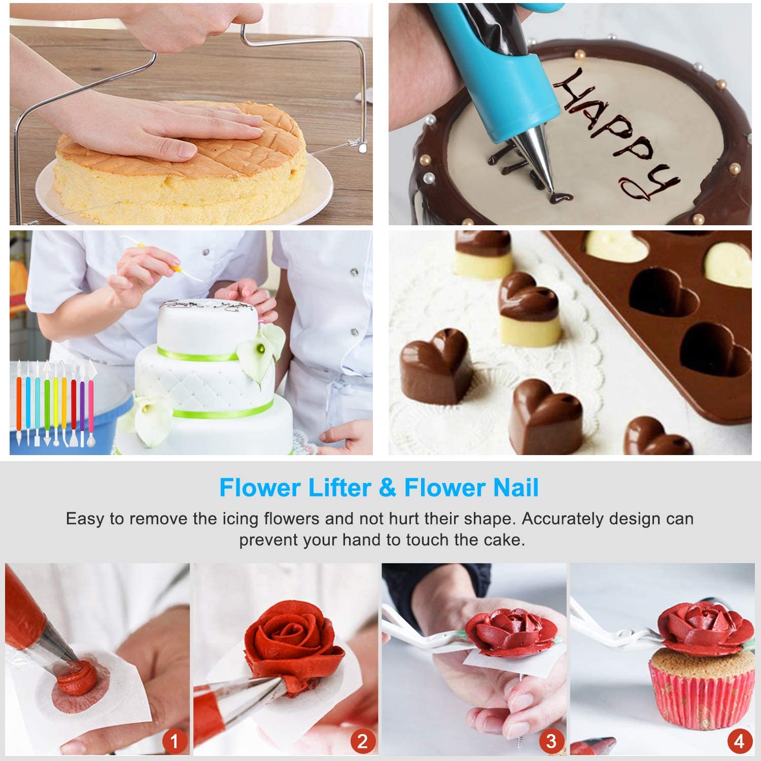 Cake Decorating Supplies,493 Pcs Cake Decorating Kit 3 Packs Springform Cake Pans, Cake Rotating Turntable,48 Piping Icing Tips,