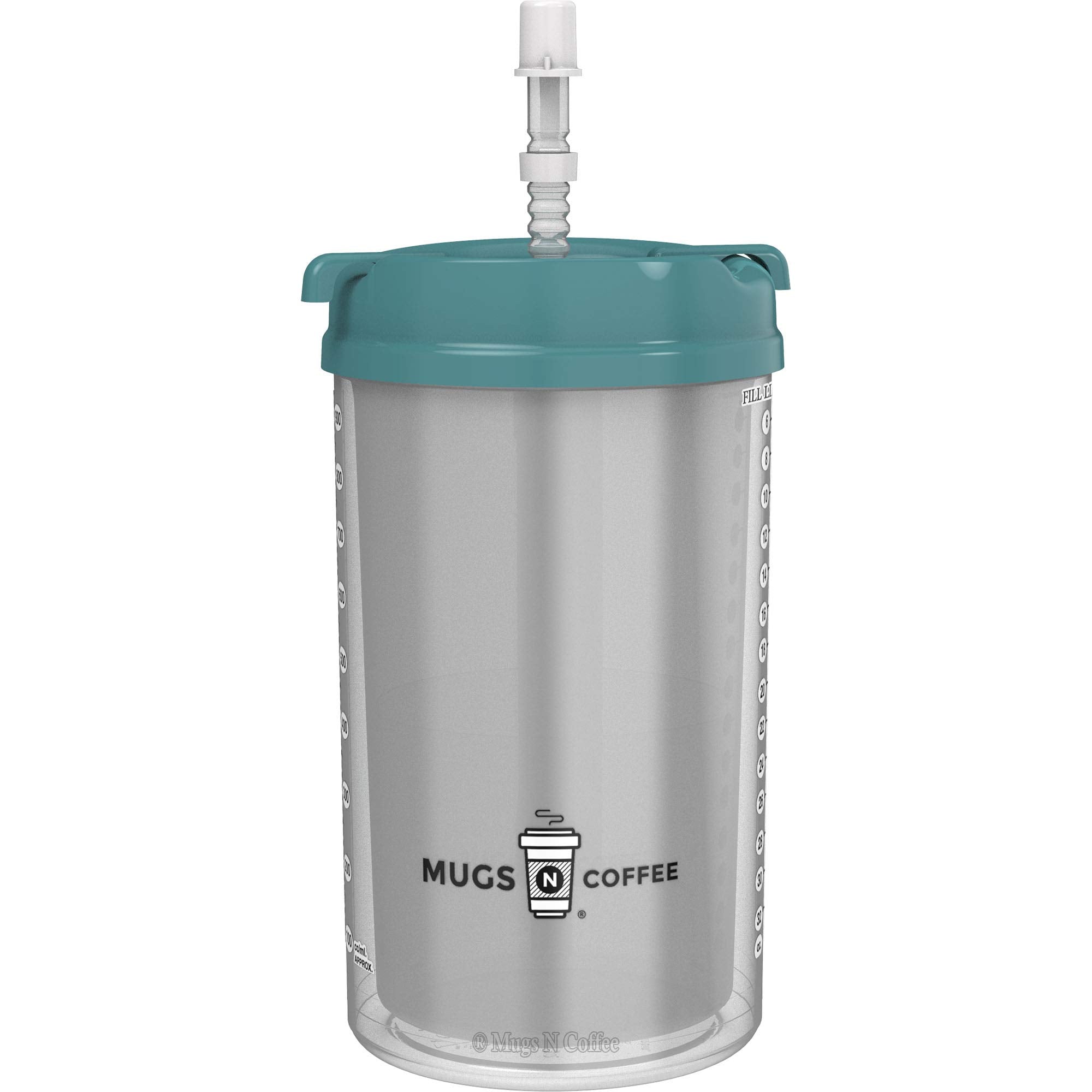 Mugs N Coffee 32 Oz Double Walled Hospital Mug With Straw - Teal Lid And Handle