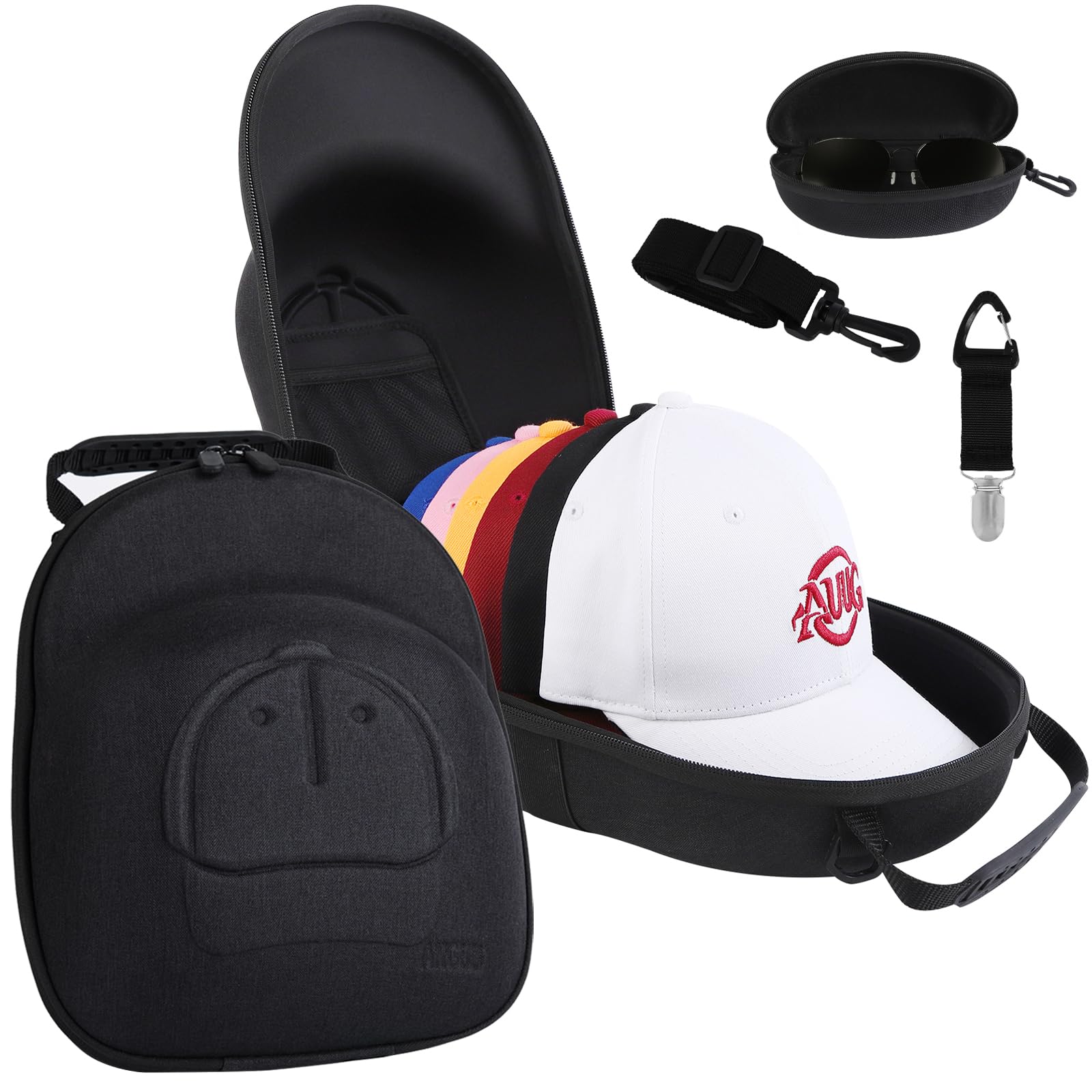 Anguu Hat Travel Case,Hard Hat Case For Baseball Caps, Hat Carrier For Travel With Hat Clip And Glasses Case, Hat Organizer Prot