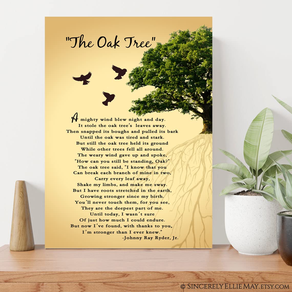 The Oak Tree Poem Wall Art, The Oak Tree Poem Canvas Print Wall Decor  Mighty Oak Tree Poem About Life  Inspirational Wall Art