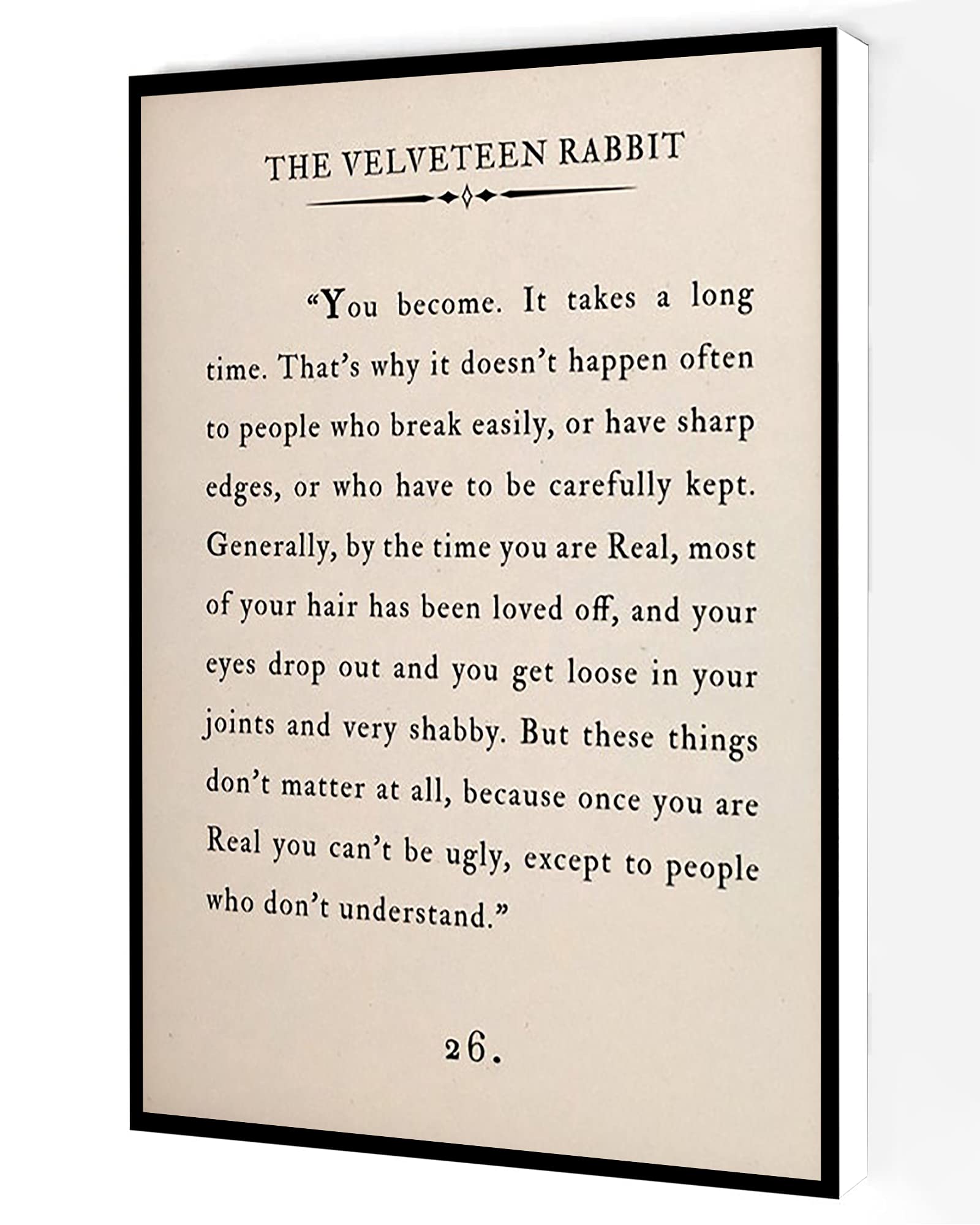 The Velveteen Rabbit Canvas Wall Art,Margery Williams Quote Poster,Book Page Print Modern Artwork Painting For Living Room Offic