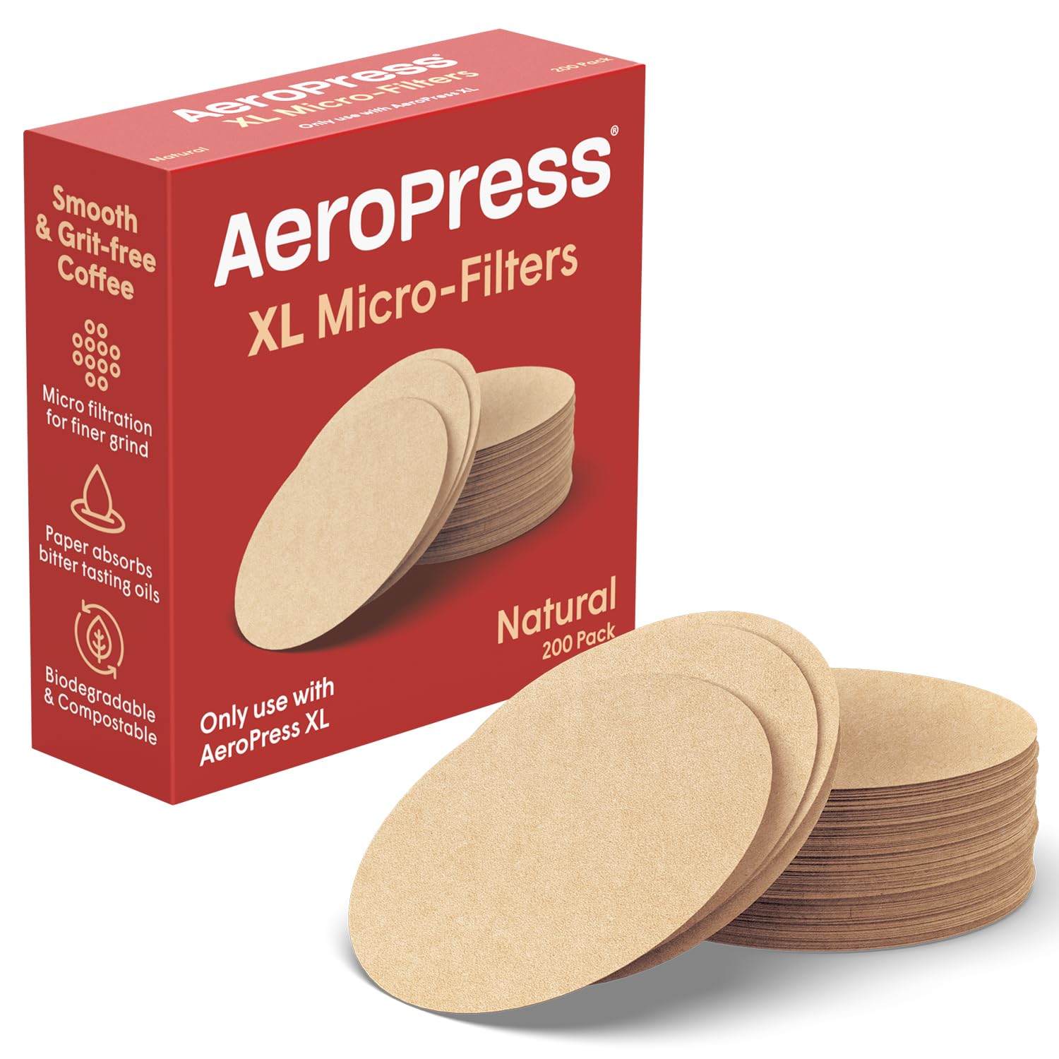 Aeropress Xl Natural Paper Microfilters, Aeropress Coffee Filters, Unbleached Round Paper Filters For Coffee Makers, Must-Have C