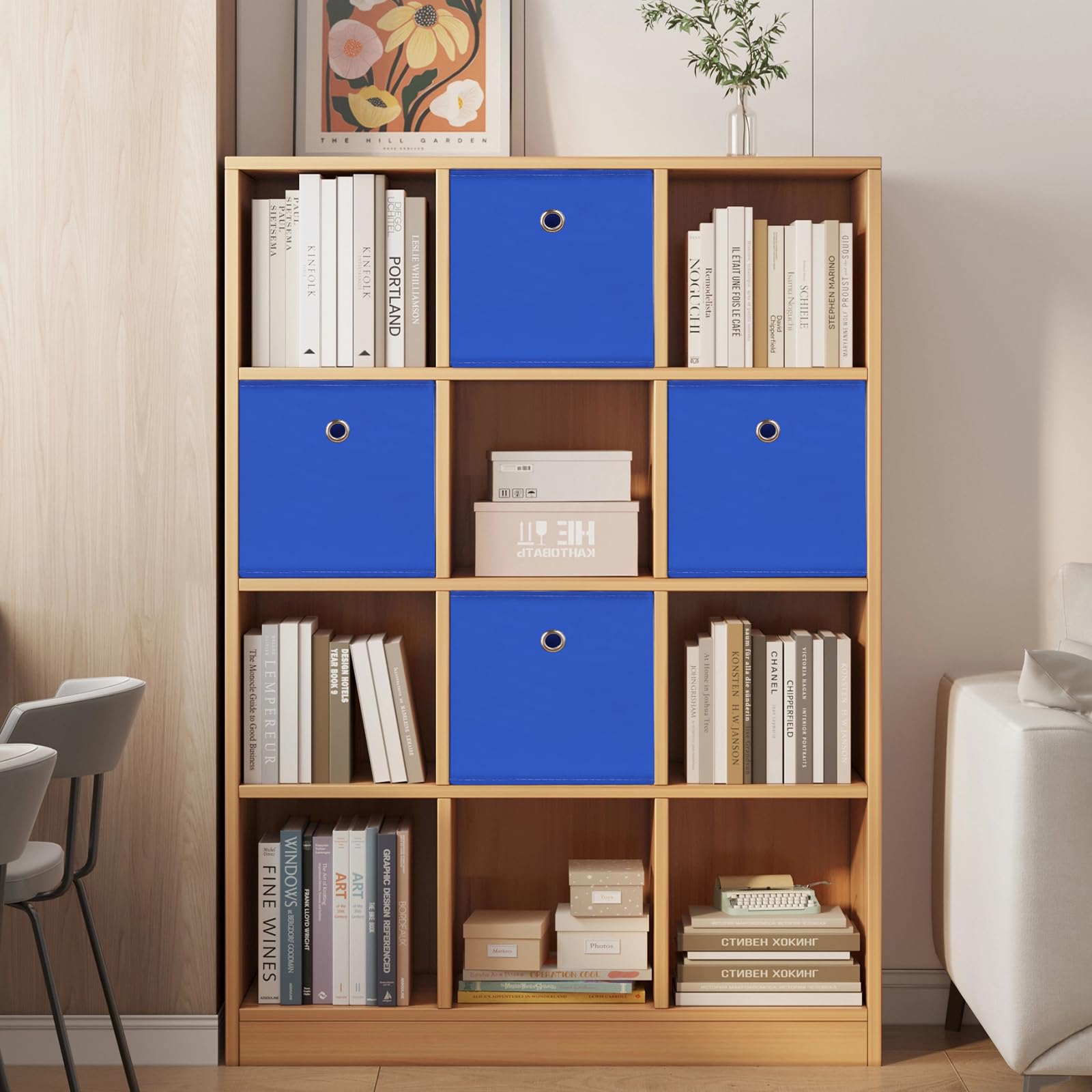 Nieenjoy Foldable Storage Cubes Bins ,11 Inch Cloth Storage Cube Fabric Storage Box Cubes Organizer Baskets With Dual Handles Fo