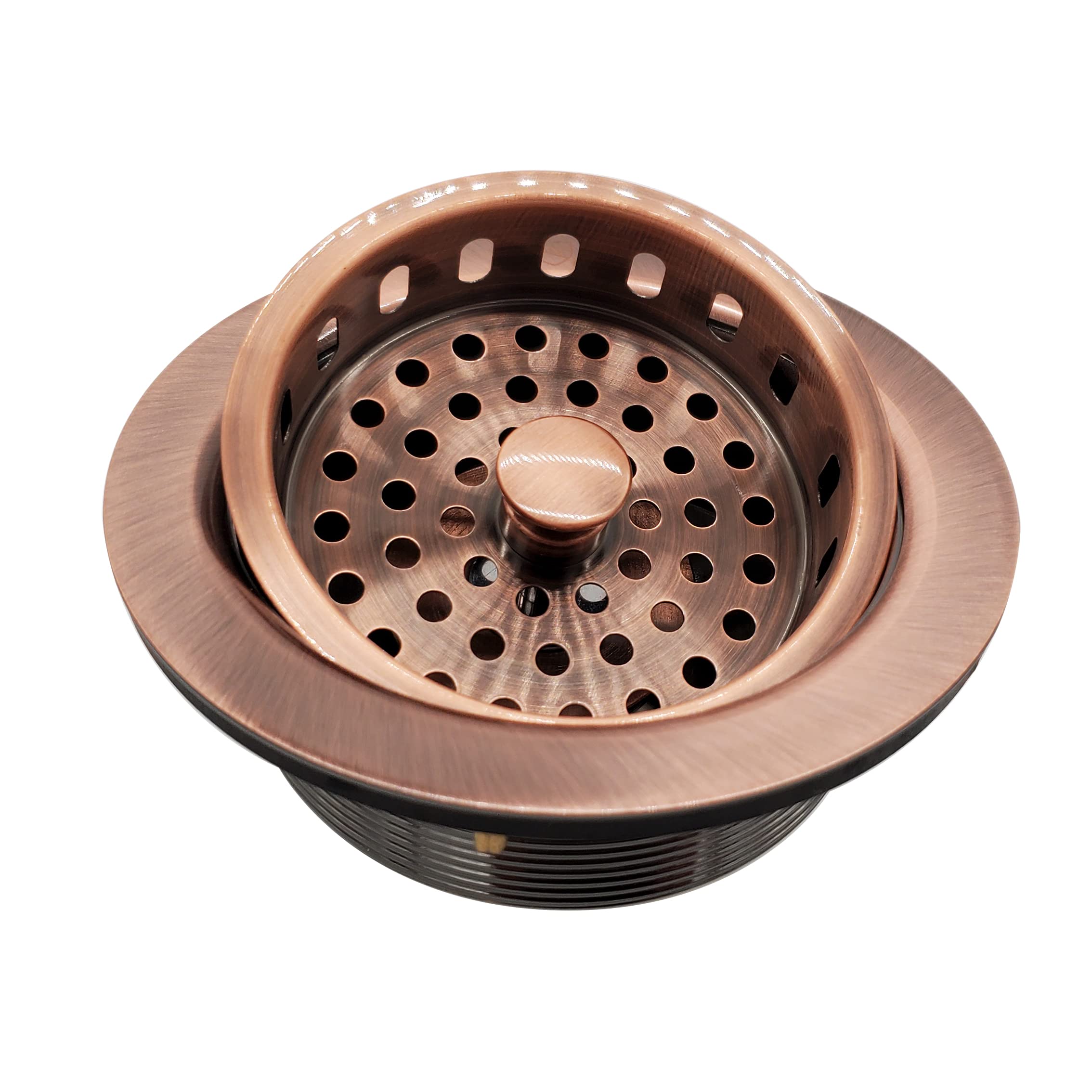 Westbrass D214-11 3-1/2'' Post Style Large Kitchen Sink Basket Strainer, 1-Pack, Antique Copper