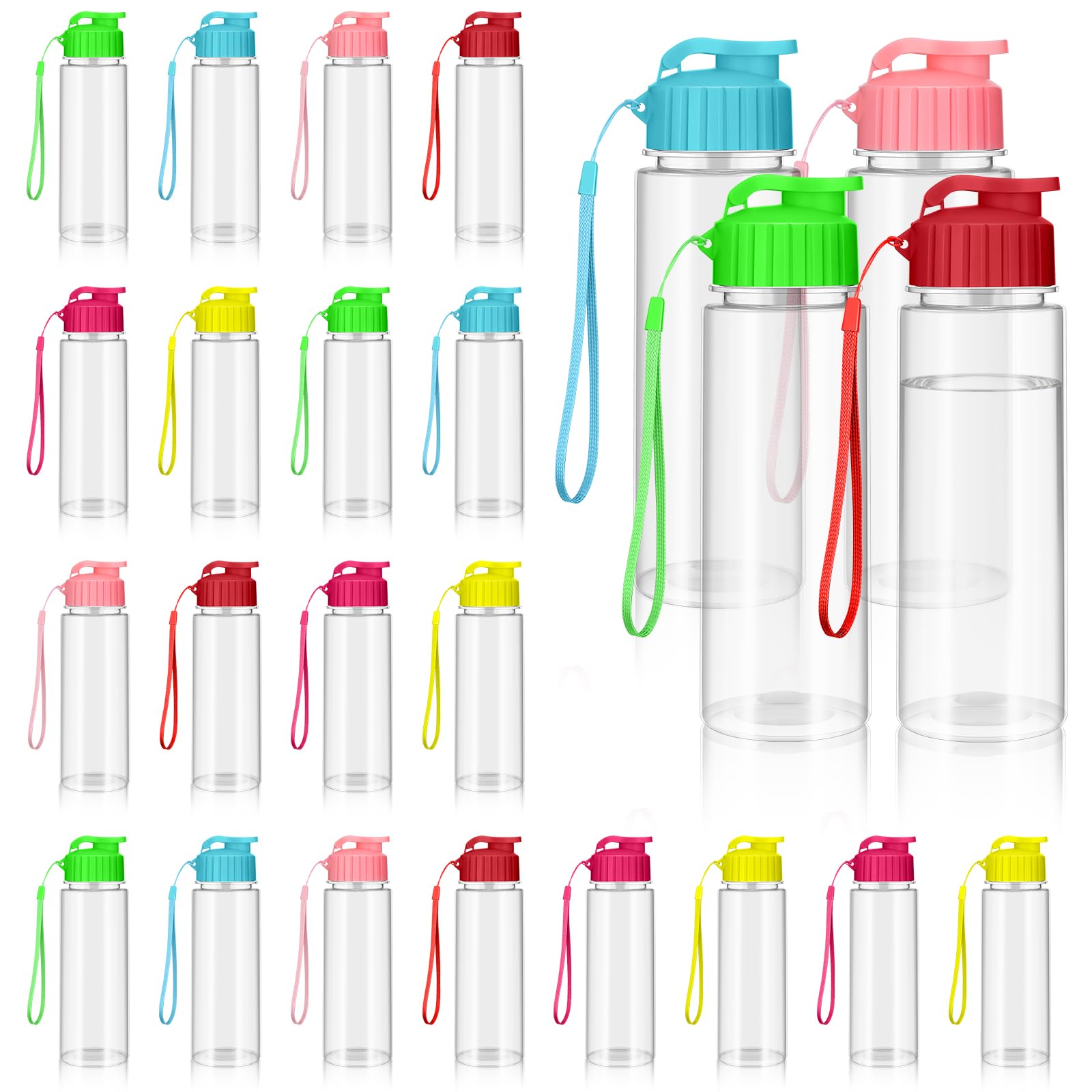 mwellewm Bulk Water Bottles 24 Pack, 17oz Reusable Plastic Water Bottles