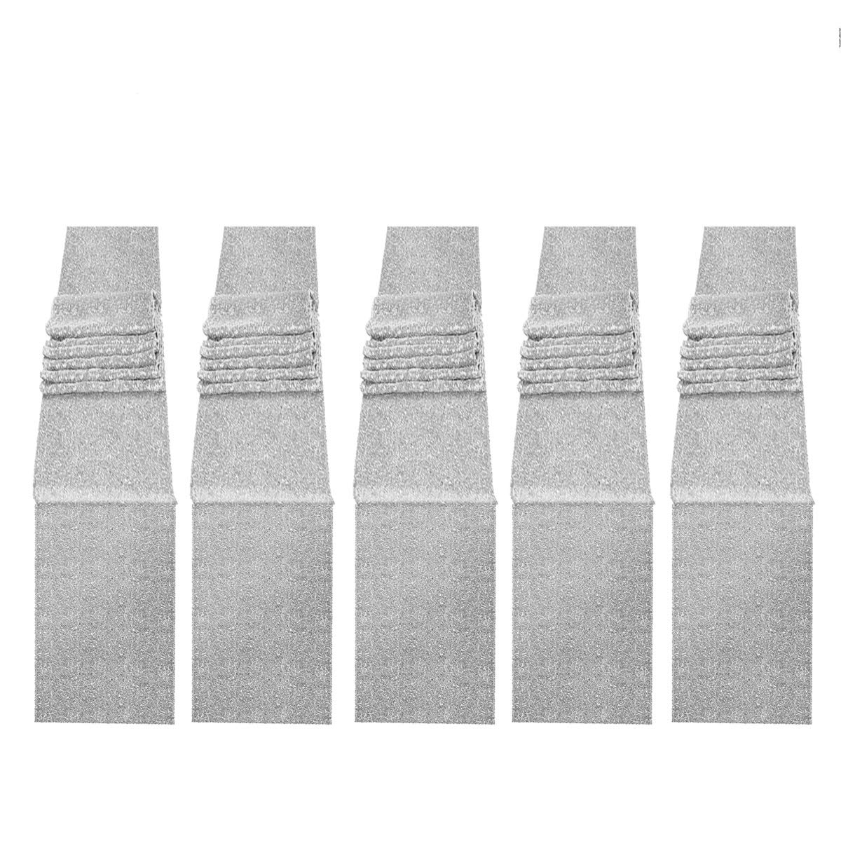 Jyflzq Silver Sequin Table Runners 12''X72'' Pack Of 5 Glitter Sequin Fabric Table Linens - Sparkly Runners For Wedding & Birthd