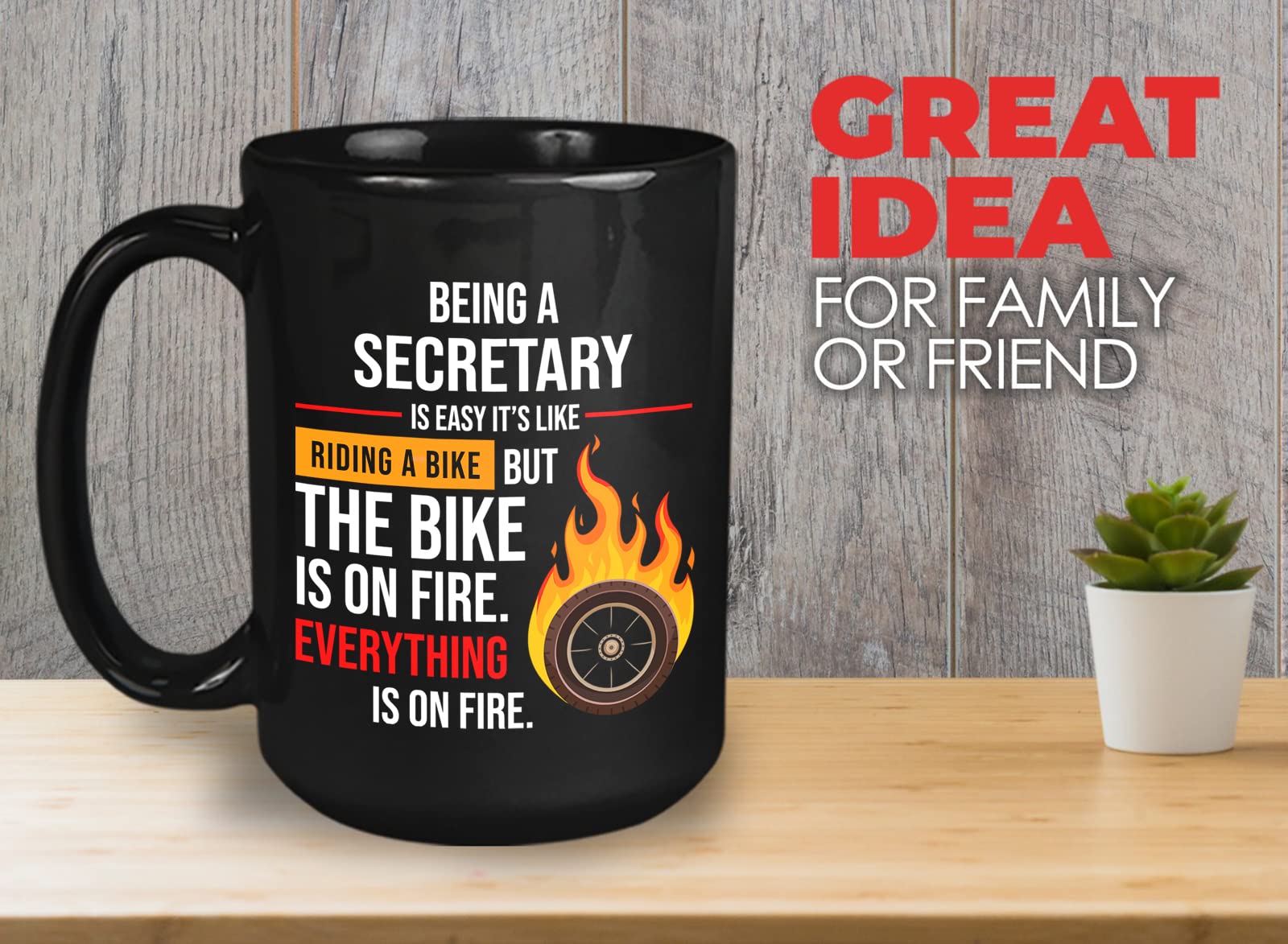Bubble Hugs Secretary Coffee Mug 15Oz Black - Being A Secretary Is Easy It's Like Riding A Bike