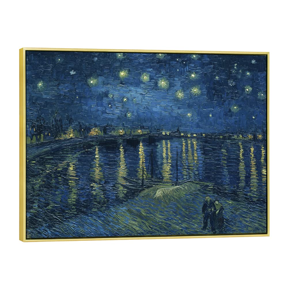 Wieco Art Framed Art Giclee Canvas Prints Of Starry Night Over The Rhone Canvas Prints Wall Art By Van Gogh Paintings Reproducti