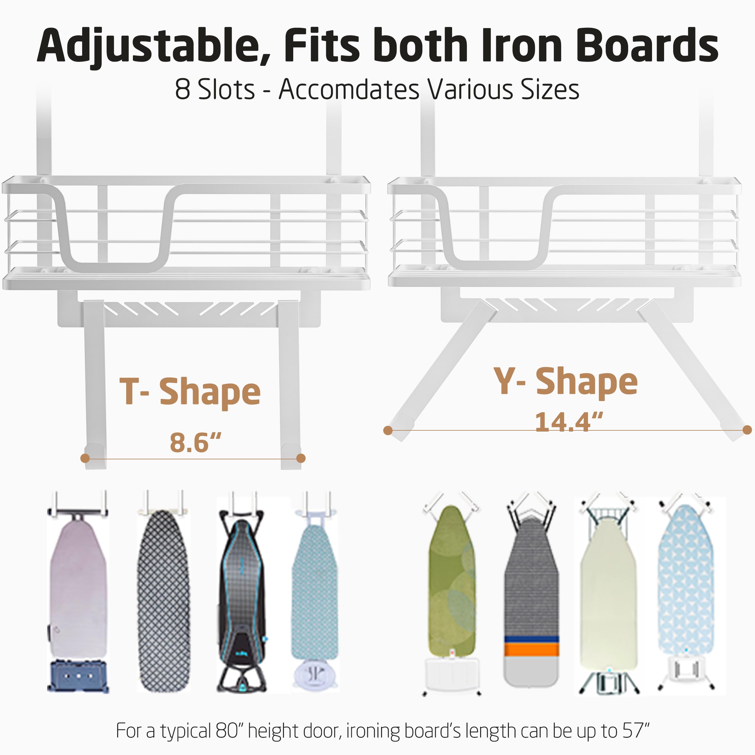 Kes Over The Door Ironing Board Holder, Ironing Board Hanger Over Door Organizer With Storage Shelf Y And T Shaped Fits For 1 3/