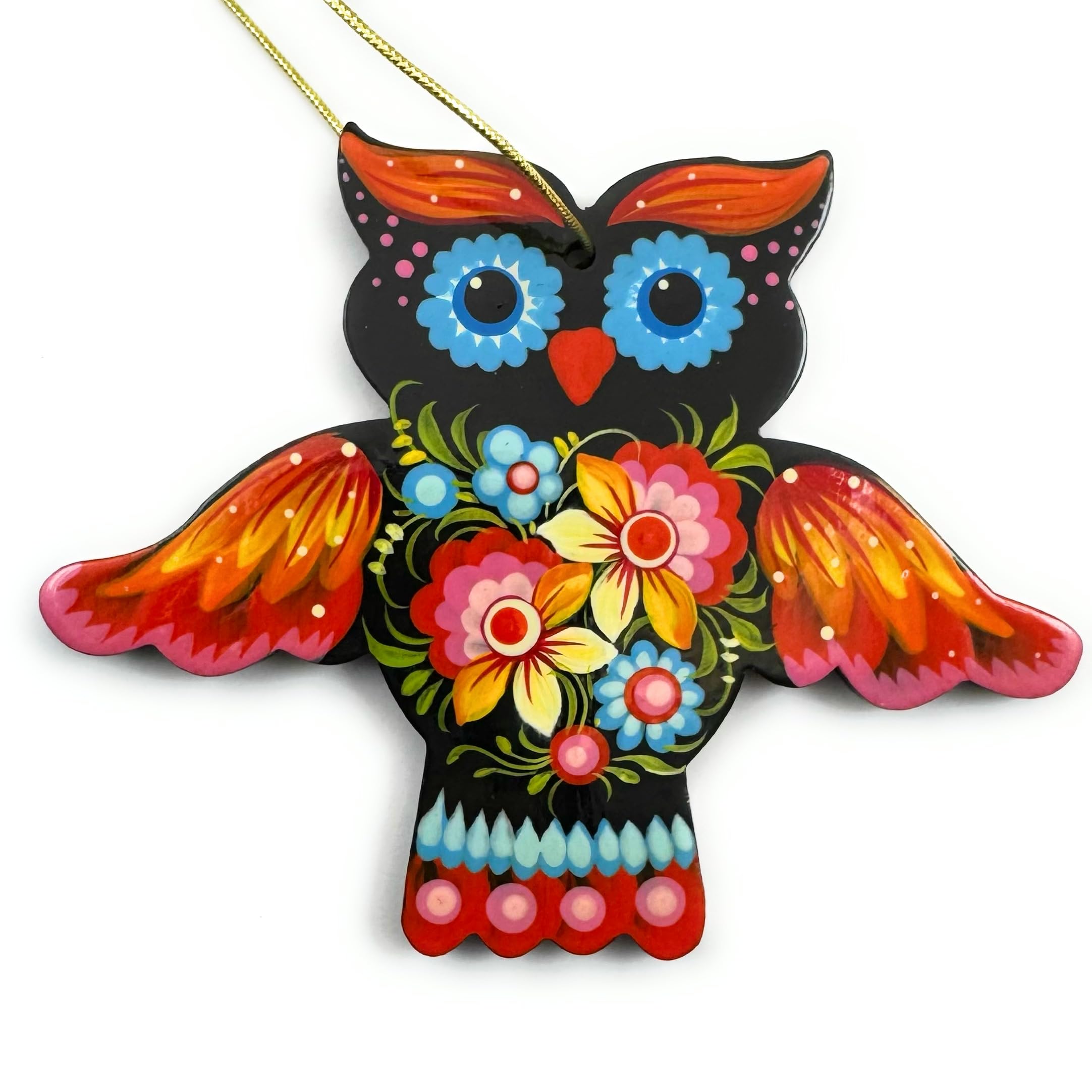 Christmas Tree Ornament Owls made of Wood Hand Painted 4,7 ? 3,7 ? 0,2 Inch. Cute Christmas Tree Decorations Animals according t