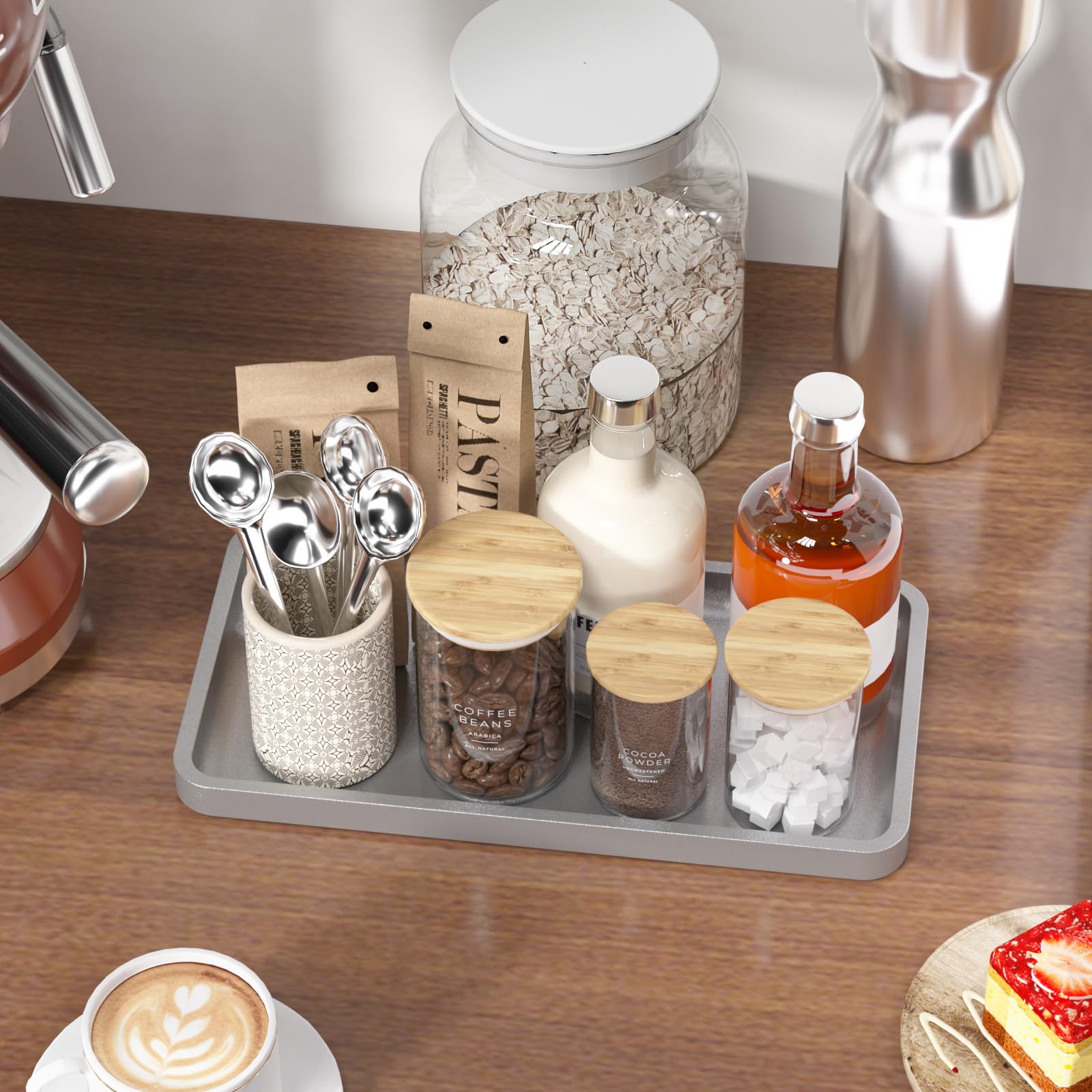 Weenson Bathroom Tray For Soap Dispenser, Vanity Tray For Perfume, Makeup, Dresser Tray For Jewelry, Decorative Tray For Candle,