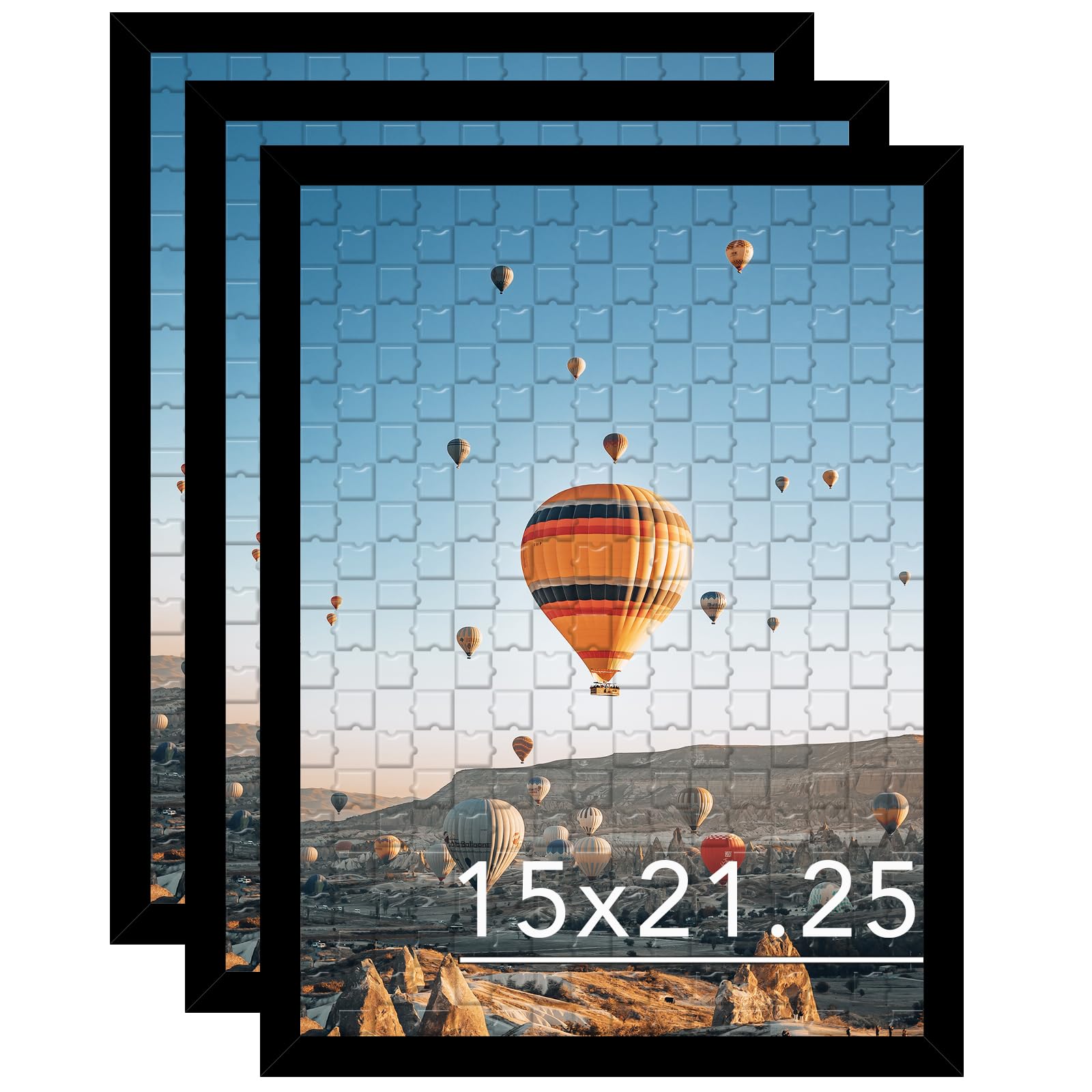 JCJMY 15x21.25 Puzzles Frame Set of 3 Black, Wall Hanging 15 x 21.25 Picture Frame for 15 by 21.25 Poster Photo Canvas Picture P