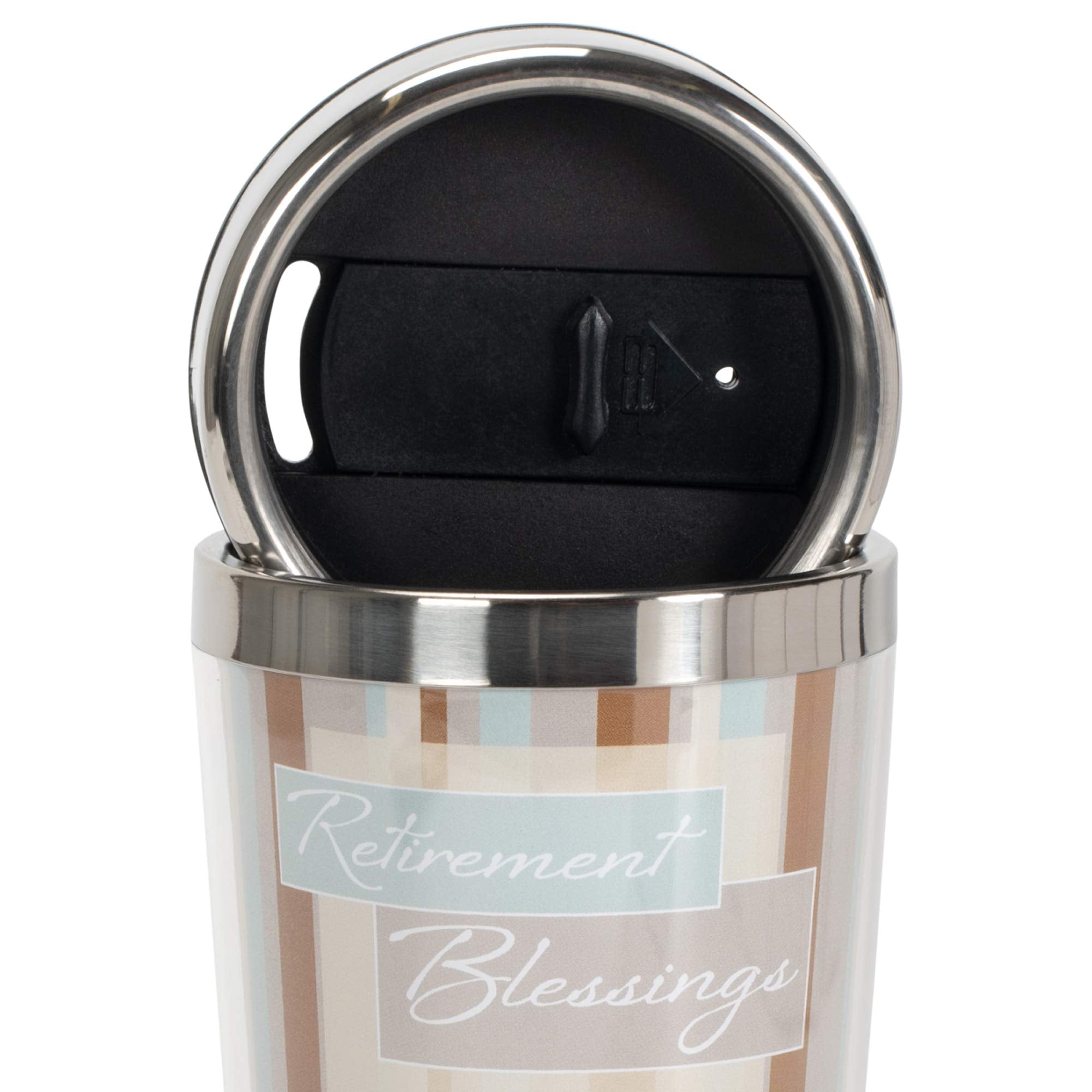Retirement Blessings Brown Stripes 16 Oz. Stainless Steel Insulated Travel Mug With Lid