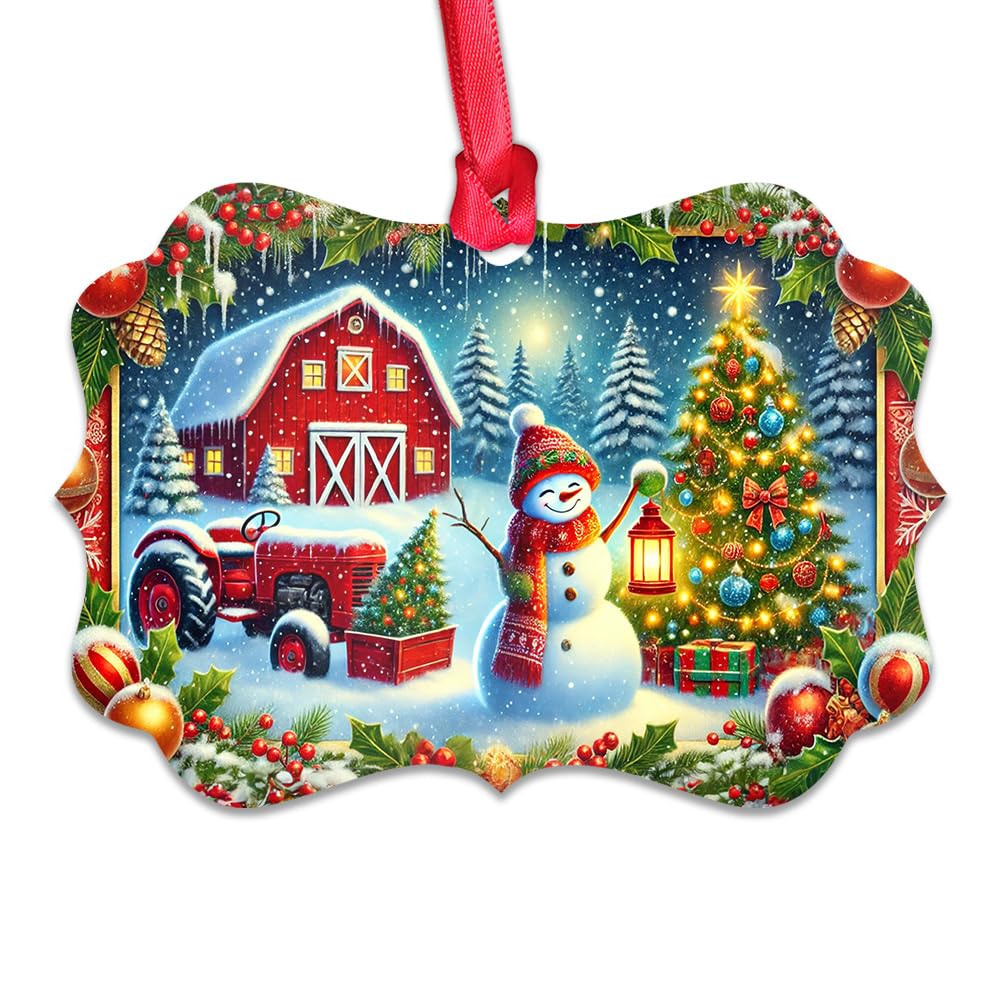 2024 Christmas Ornaments, Christmas Tree Decorations - Snowman Let it Snow Christmas Ornament - Hanging Decorative Aluminum Orna