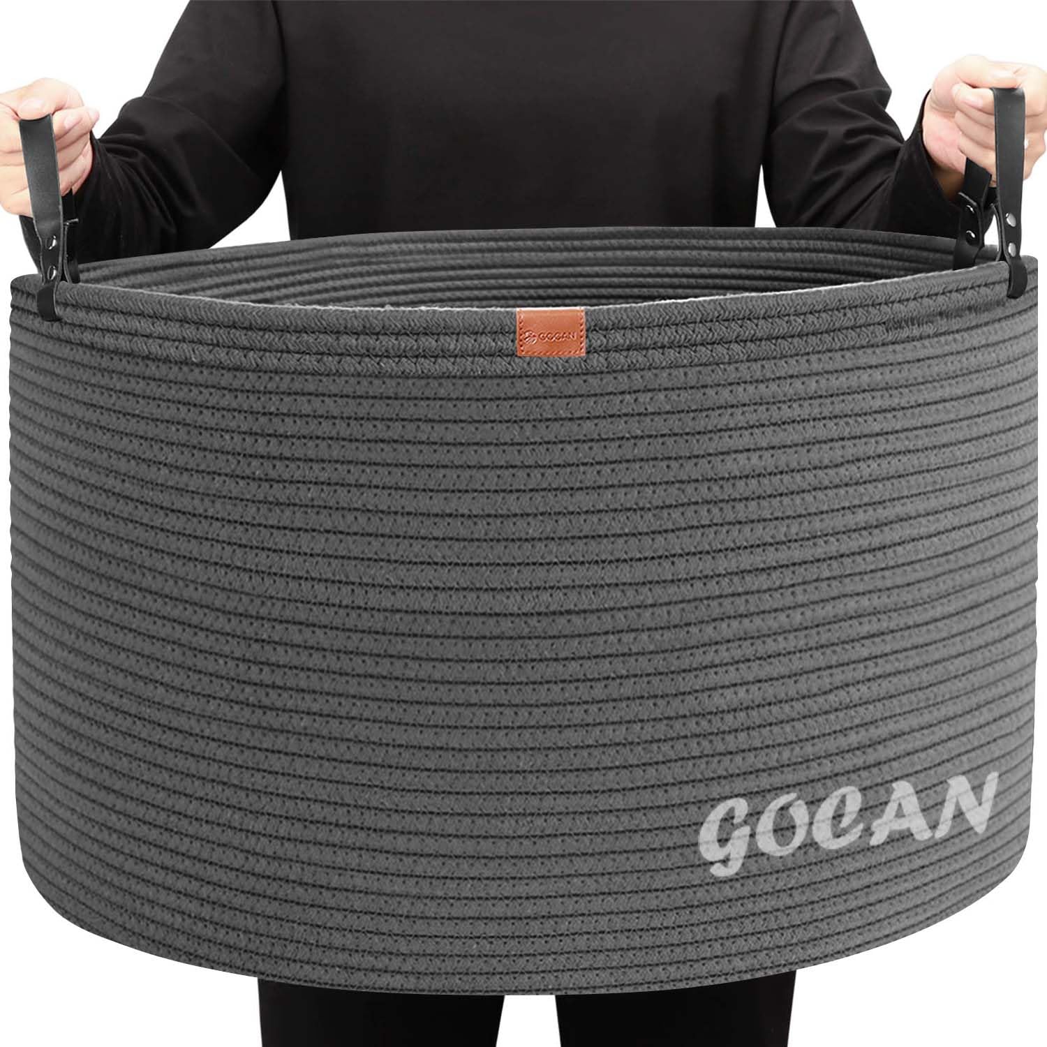 Gocan Extra Large Storage Laundry Basket 22 '' X 22 ''X 14 '' Cotton Rope Woven Basket For Blanket Basket With Handles For Livin