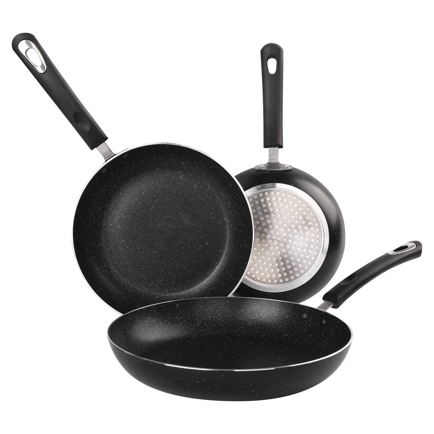 Hoojay Nonstick Frying Pan Set-3-Pieces Skillet Set Induction Compatible,8 Inch,9.5 Inch And 11 Inch