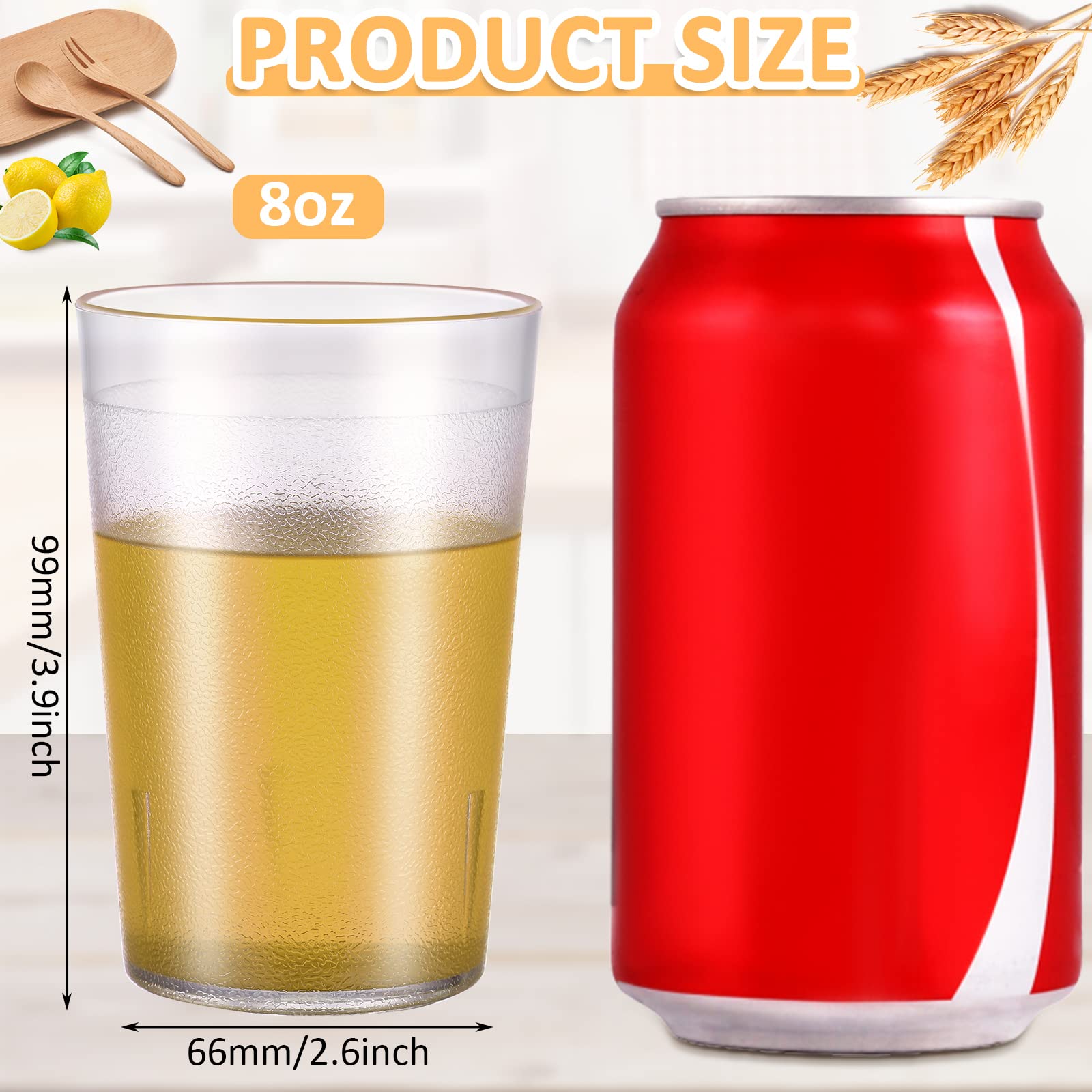 48 Pack Restaurant Grade 8Oz Clear Plastic Cup Break Resistant Drinking Glasses Are Reusable, Stackable And Shatterproof Drink T