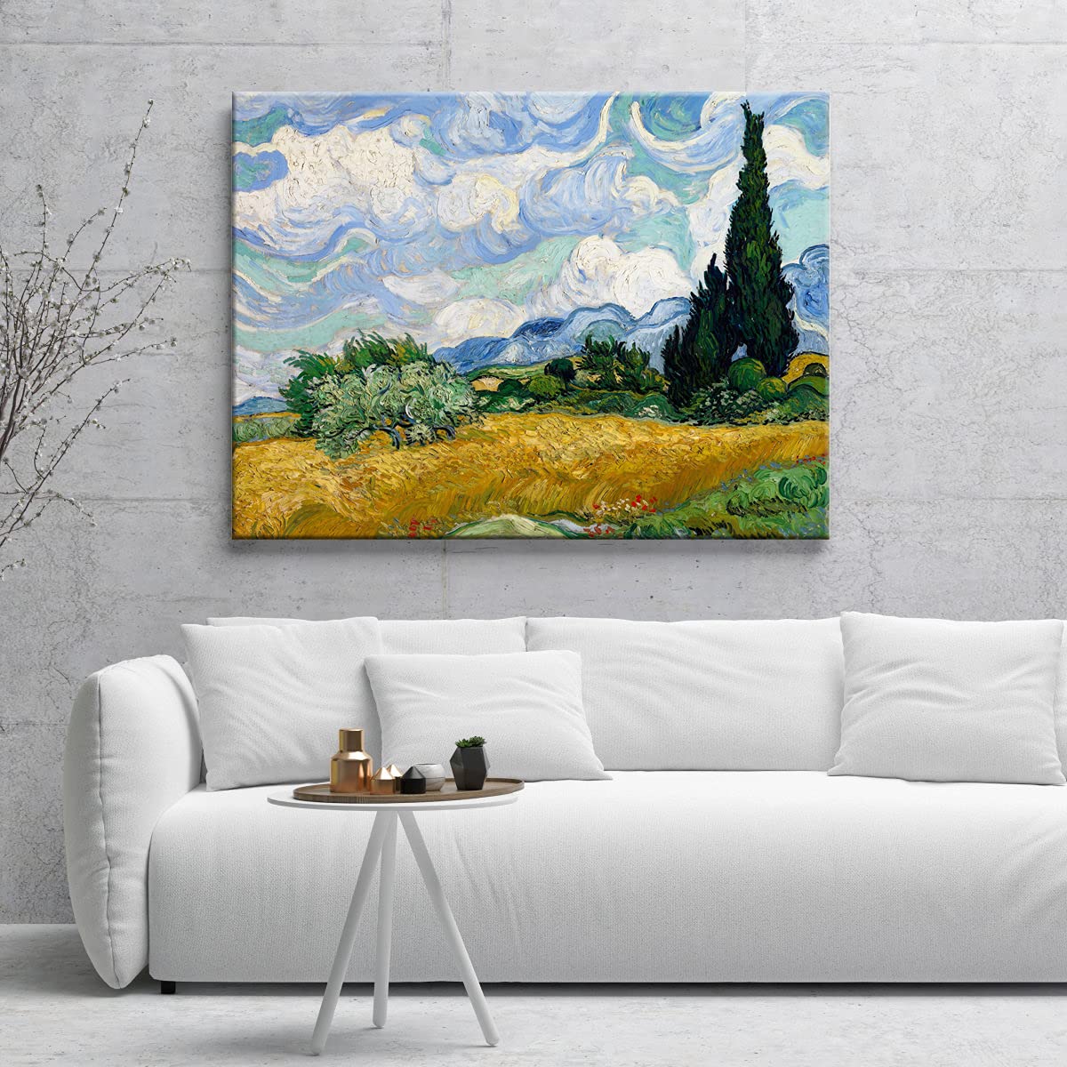 Wieco Art Wheat Field With Cypresses By Van Gogh Famous Oil Paintings Reproduction Extra Large Modern Gallery Wrapped Landscape