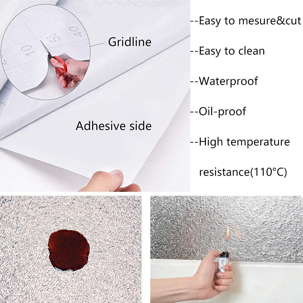 Tgopit Aluminum Foil Mirror Silver Wallpaper 200 * 60 Cm Wide Kitchen Waterproof Oil Proof Removable Contact Paper Heat Resistan