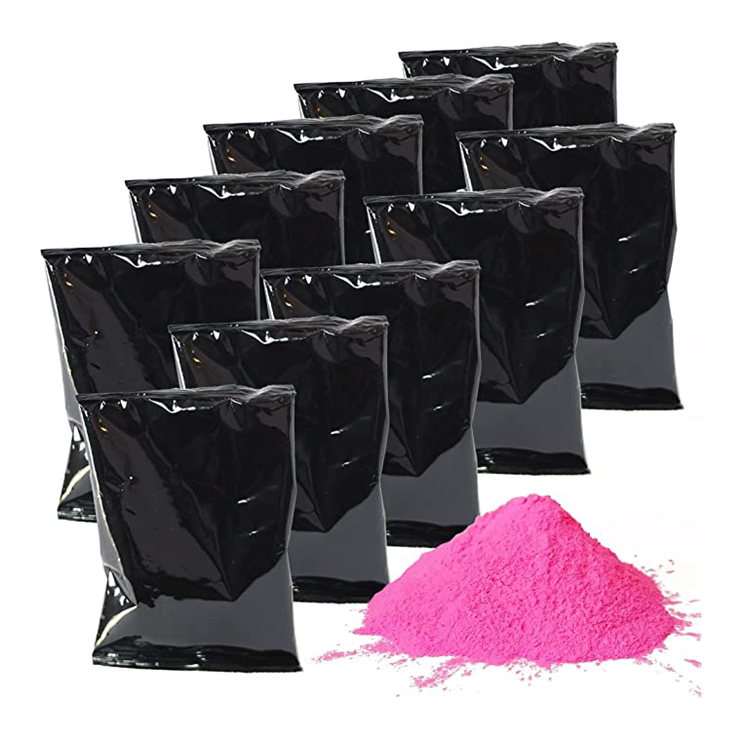 Chameleon Colors Pink Gender Reveal Powder Blackout Kit - 70G Bags - 10 Pack - Vibrant Pink Color - Powder For Baby Girl Gender