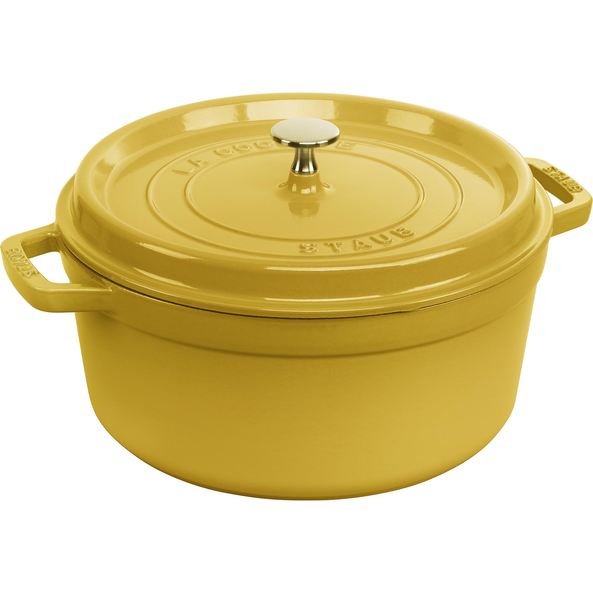 Staub Cast Iron Round Cocotte, Dutch Oven, 5.5-quart, serves 5-6, Made in France, Citron