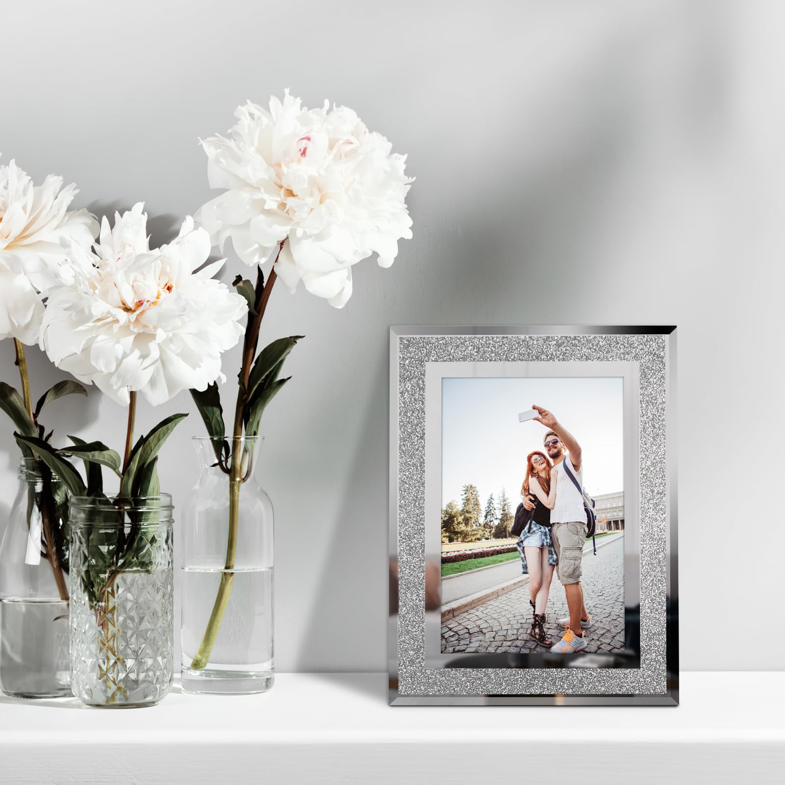 HORLIMER 12 Pack 4x6 Picture Frame, Sparkle Glass Photo Frames 4 by 6 for Tabletop, Horizontally or Vertically