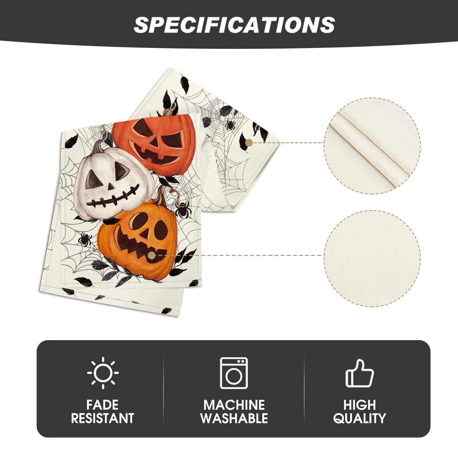Artoid Mode Pumpkins Spider Web Leaves 2Pcs Halloween Table Runner, Seasonal Fall Kitchen Dining Table Decoration Home Party Dec