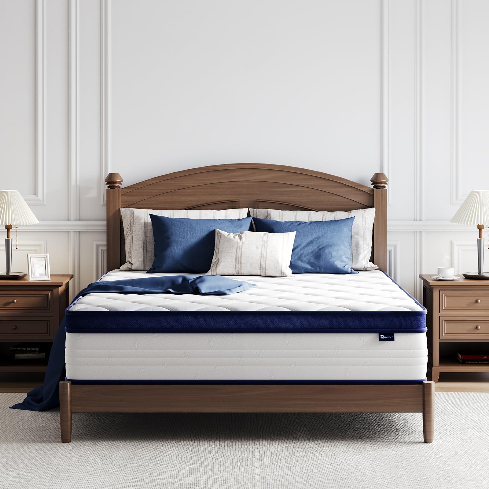 Avenco King Mattress, 14 inch King Size Mattress with Smarts Coil Individual Pocket Spring for Silent Sleep and Strong Edge Supp